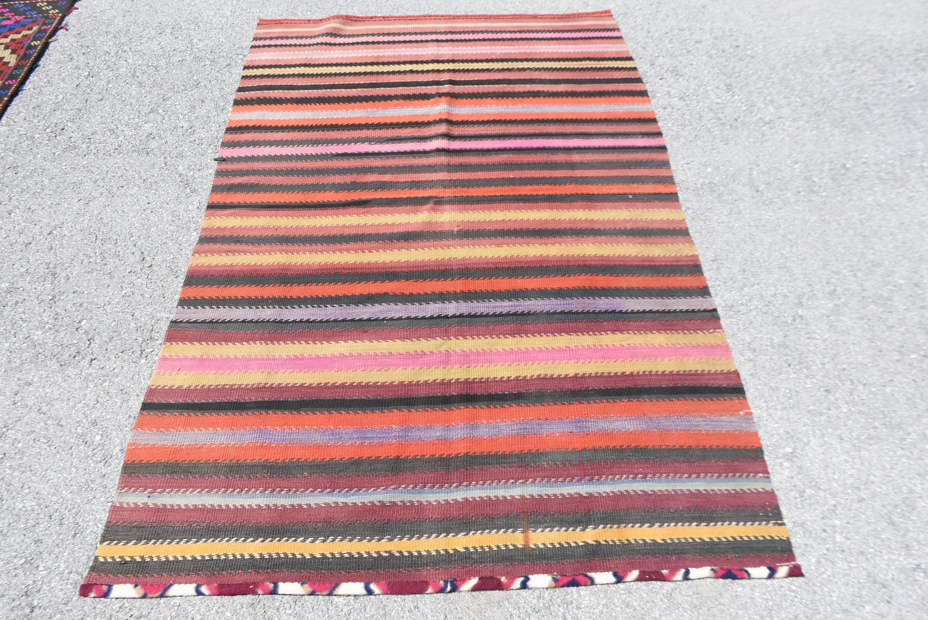 Kitchen Rug, Cool Rugs, 4.2x6.9 ft Area Rug, Nursery Rug, Turkish Rug, Rugs for Indoor, Black Home Decor Rug, Pale Rug, Kilim, Vintage Rugs