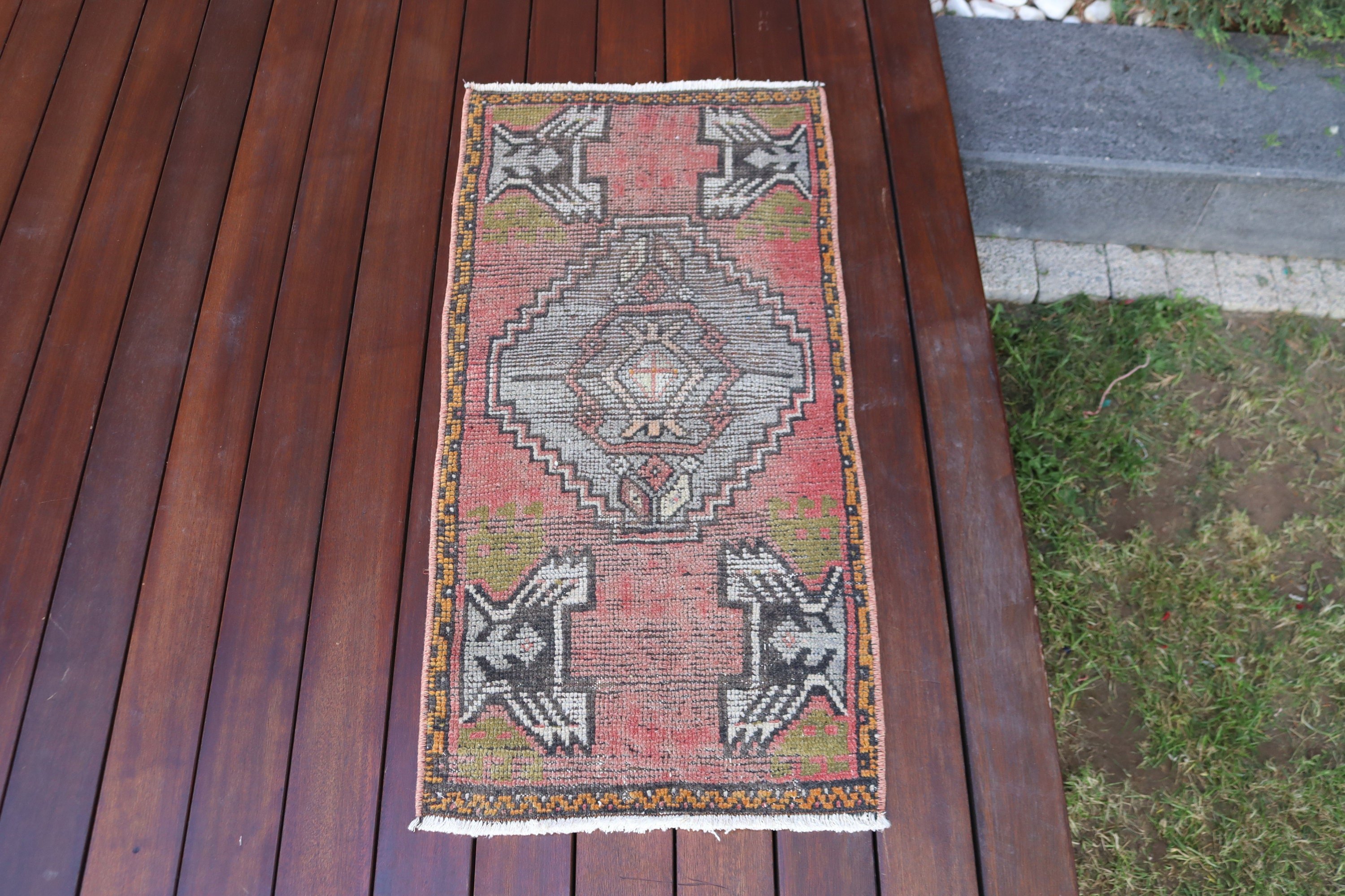 Küçük Vintage Halı, Modern Halı, Pembe Modern Halı, Türk Halısı, Duvara Asılı Halılar, Ev Dekor Halıları, 1.5x3.1 ft Küçük Halılar, Vintage Halılar