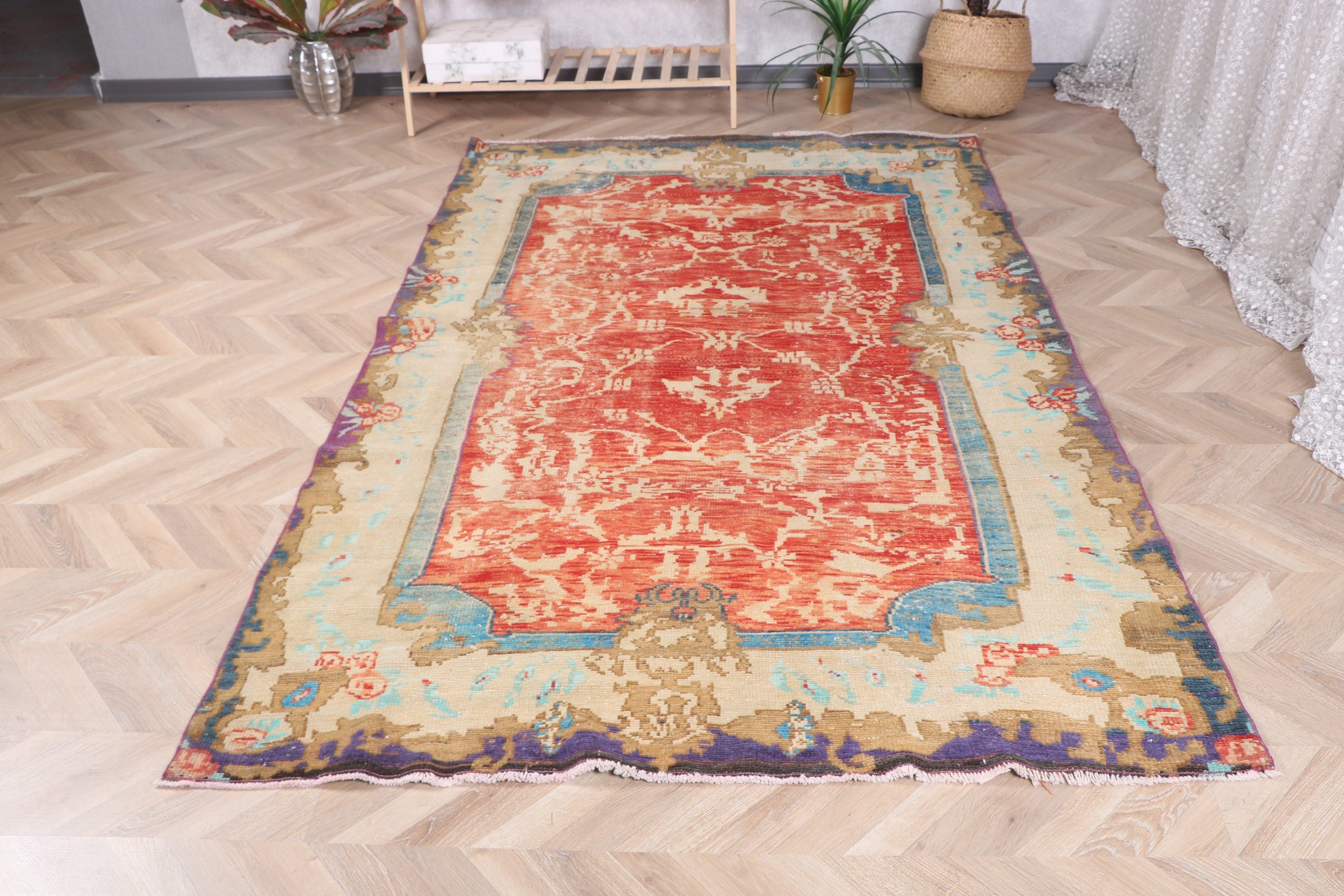 Kırmızı Boho Halılar, Geometrik Halılar, Yatak Odası Halısı, Büyük Vintage Halılar, 5x8,2 ft Büyük Halılar, Fas Halıları, Vintage Halılar, Ofis Halıları, Türk Halıları