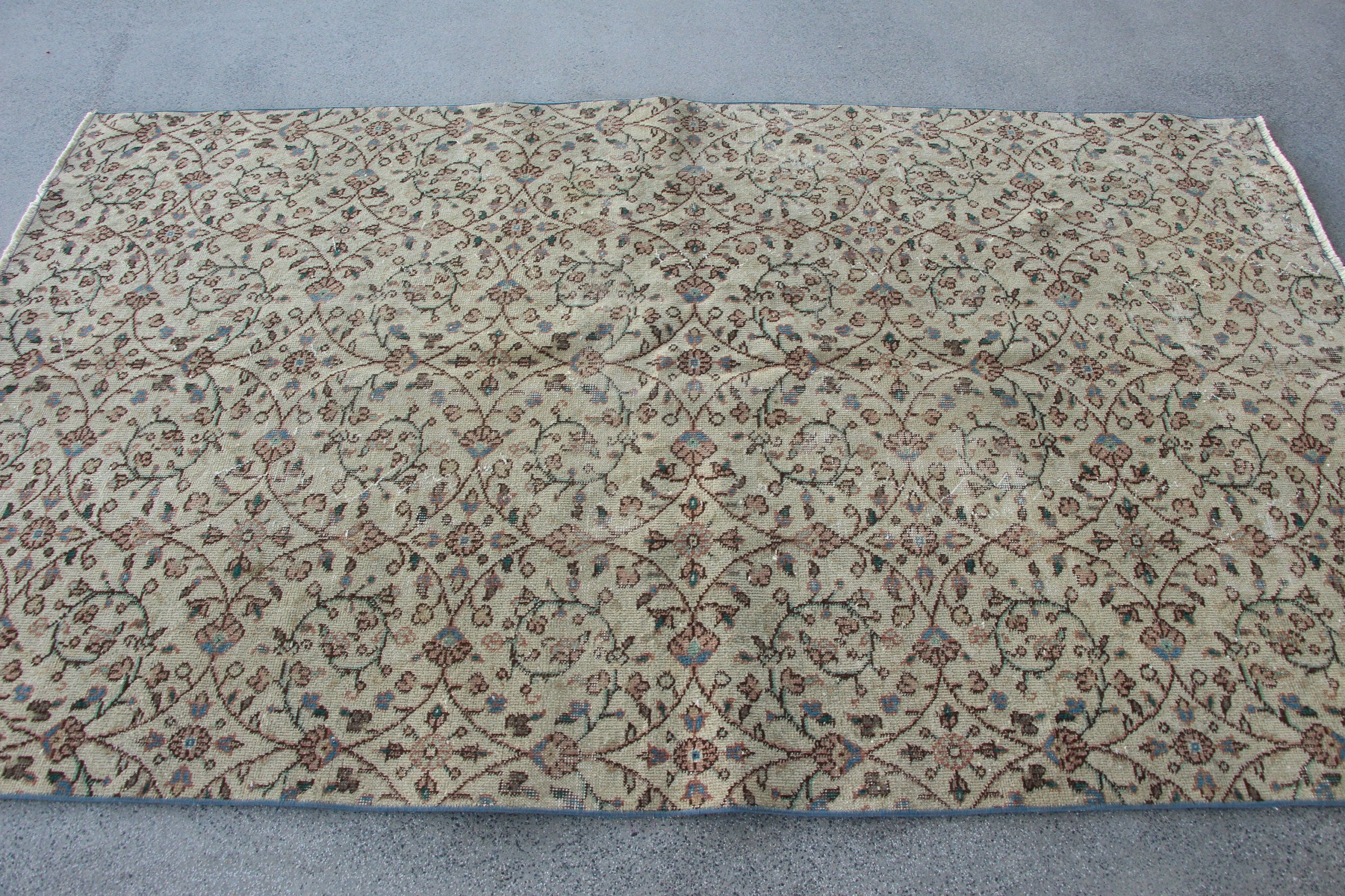 Beige Moroccan Rug, Turkish Rugs, Vintage Rugs, Nursery Rug, 4.6x7.7 ft Area Rug, Art Rug, Oriental Rug, Rugs for Living Room, Bedroom Rug