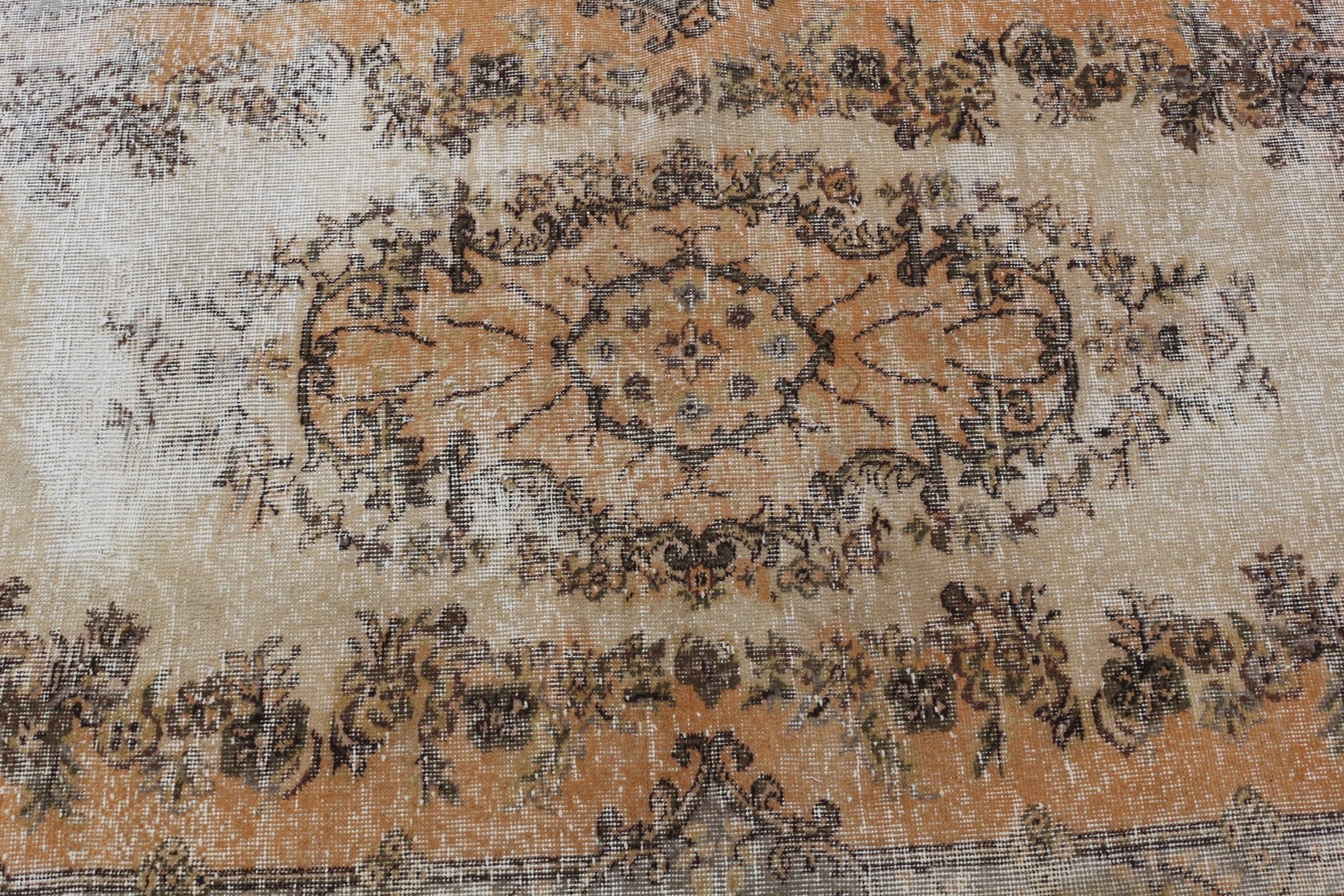 Oushak Halısı, Yemek Odası Halısı, Yün Halısı, Türk Halısı, 3,5x7 ft Alan Halısı, Turuncu Fas Halısı, Vintage Halı, Çocuk Odası Halısı, Alan Kilimleri