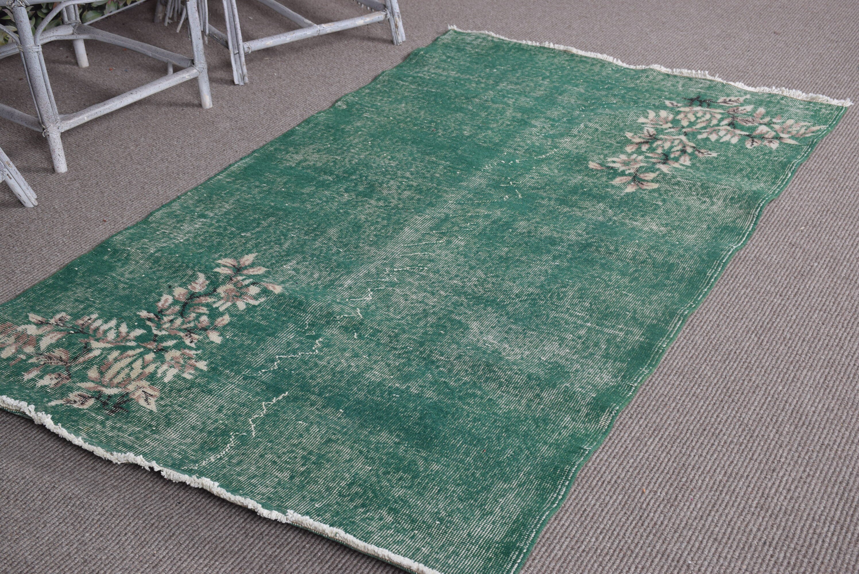 Vintage Rug, Turkish Rug, Art Rug, Floor Rug, Green Bedroom Rugs, Rugs for Dining Room, Vintage Decor Rug, Bedroom Rug, 3.8x6.6 ft Area Rug