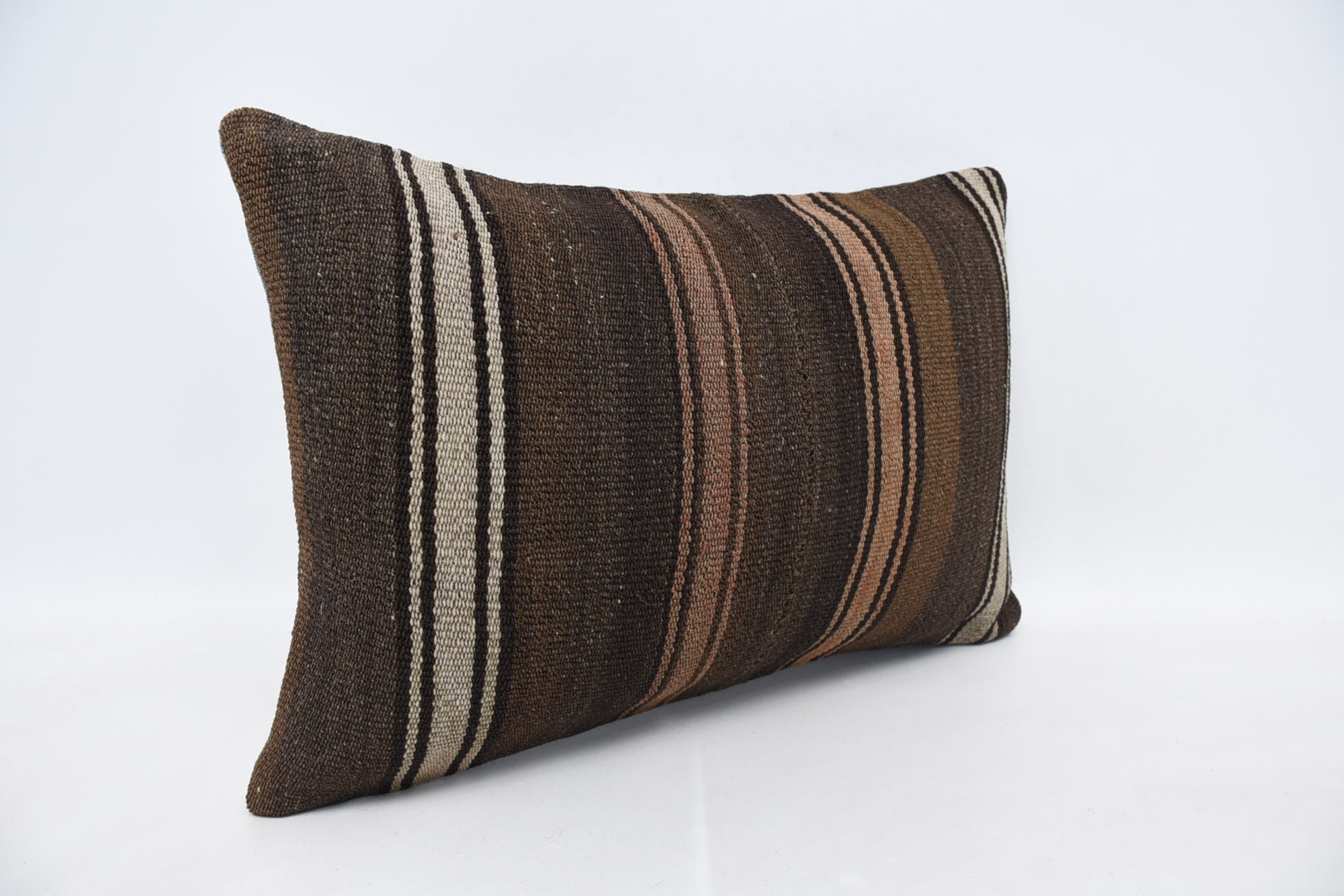Farmhouse Pillow Sham, Decorative Pillow Case, Kilim Pillow Cover, Boho Pillow, 16"x24" Brown Pillow Cover, Home Decor Pillow