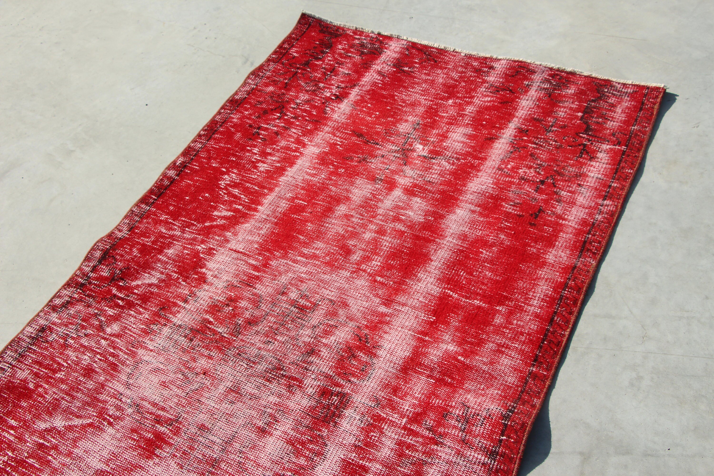 Red  3.4x7.3 ft Area Rug, Vintage Rug, Bedroom Rugs, Living Room Rug, Dining Room Rug, Old Rug, Turkish Rug