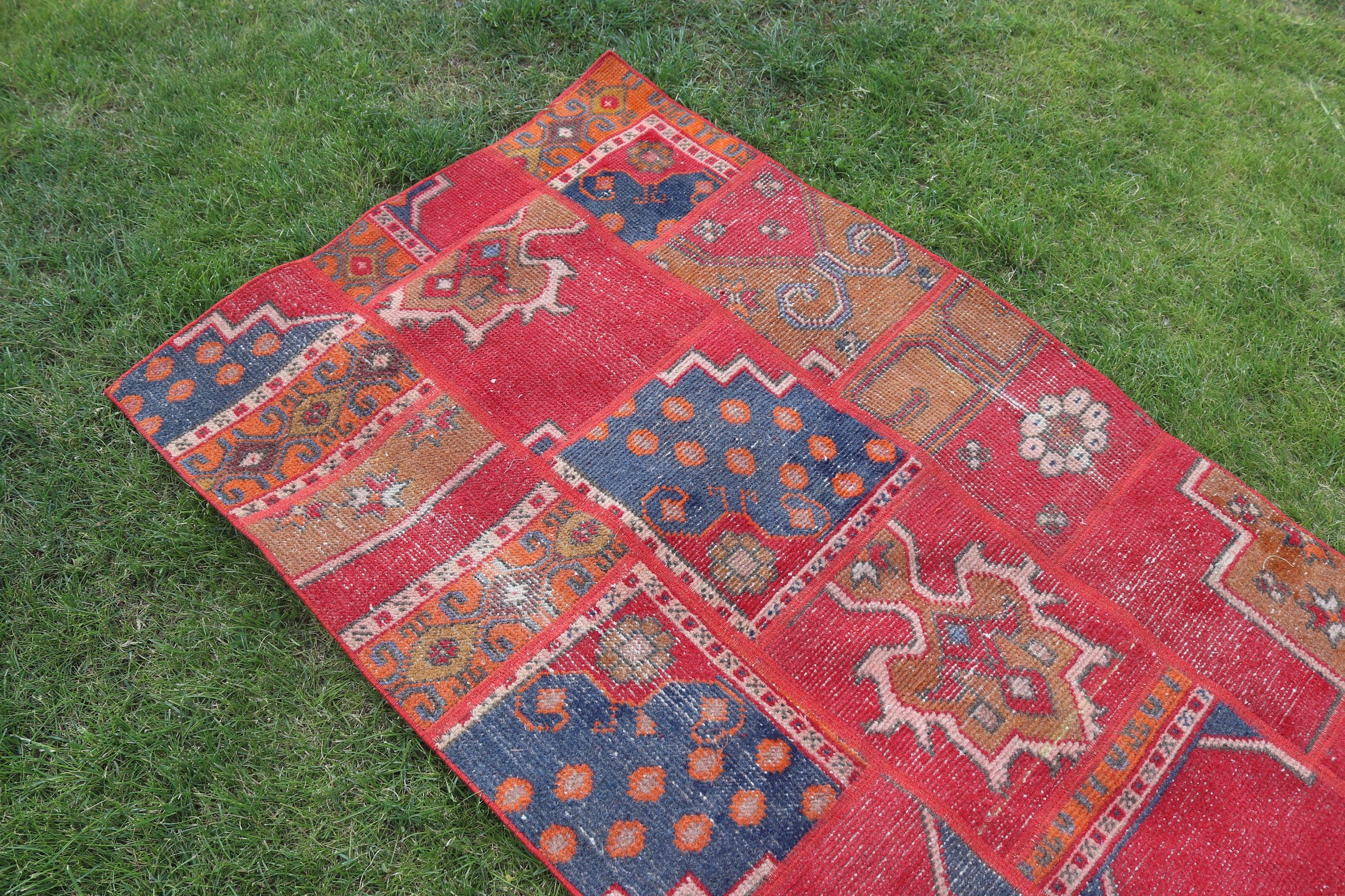 Turkish Rug, Rugs for Boho Accent, Vintage Rugs, Bedroom Rugs, Nursery Rugs, 3x6.7 ft Accent Rugs, Red Boho Rugs, Floor Rugs, Cool Rugs