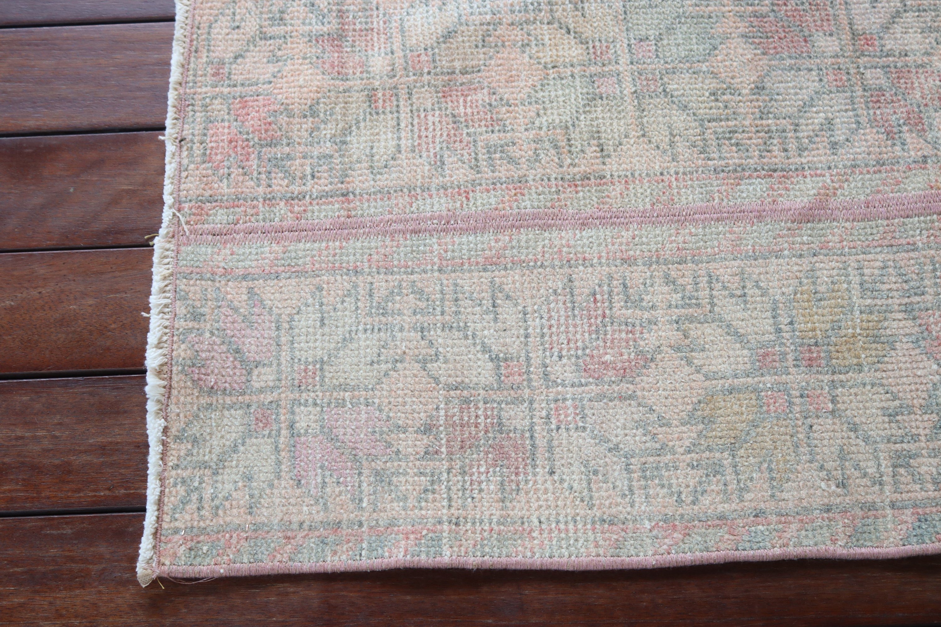 Küçük Alan Halısı, Bej Modern Halılar, Antika Halı, Vintage Halı, 1.5x3.8 ft Küçük Halılar, Türk Halıları, Duvara Asılı Halılar