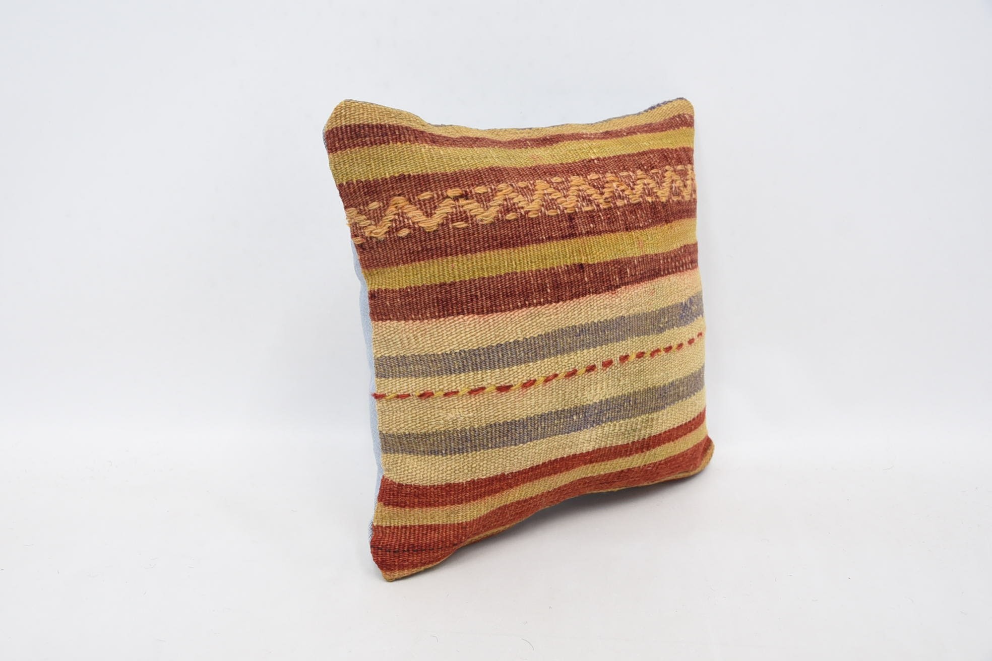 Antique Pillows, Handmade Kilim Cushion, Decorative Bolster Cushion Case, 12"x12" Red Pillow Case, Home Decor Pillow, Muted Pillow