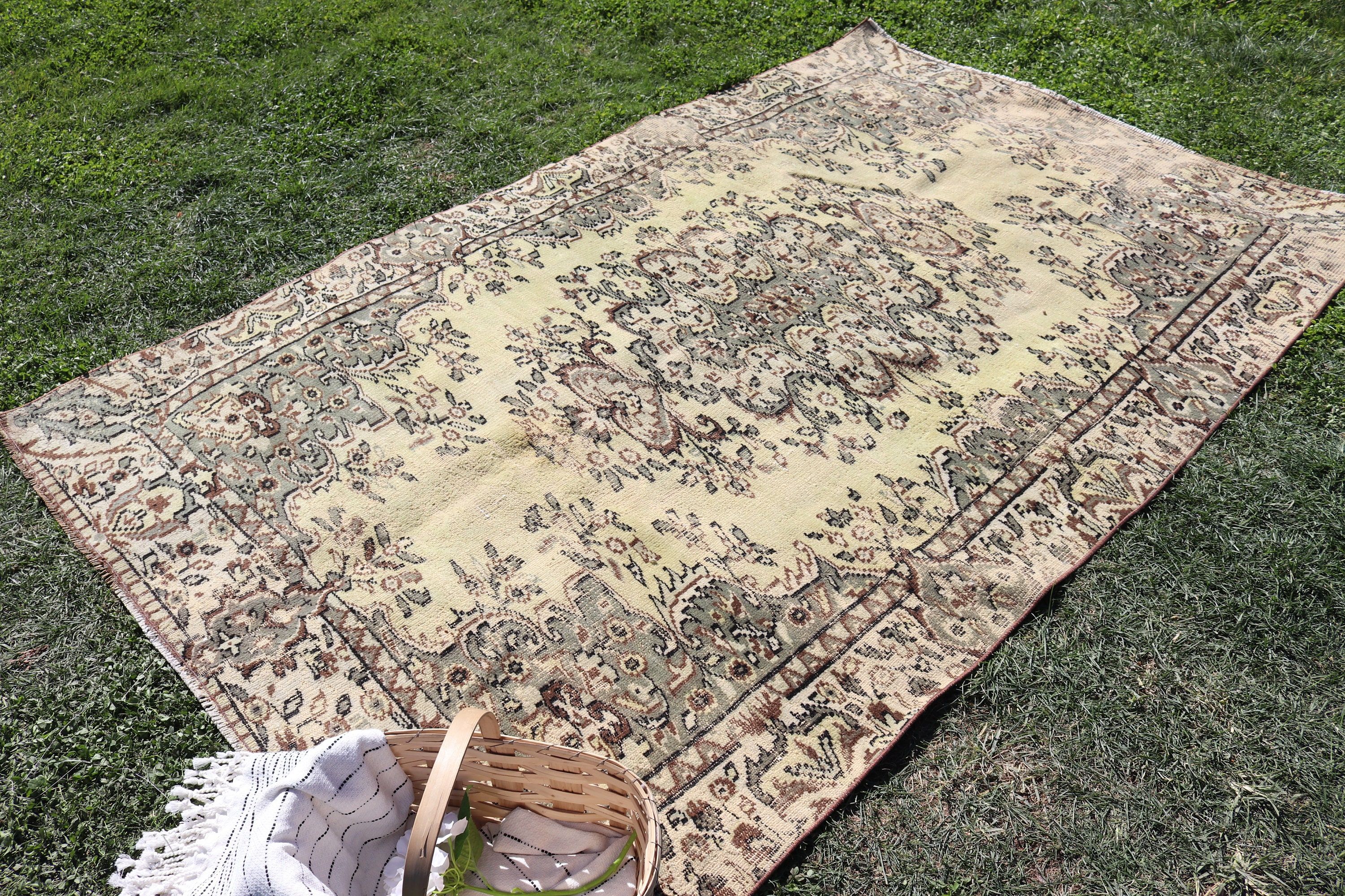 Rugs for Salon, 5.3x8.5 ft Large Rug, Bedroom Rugs, Green Kitchen Rug, Antique Rugs, Aztec Rug, Large Oushak Rug, Turkish Rug, Vintage Rugs