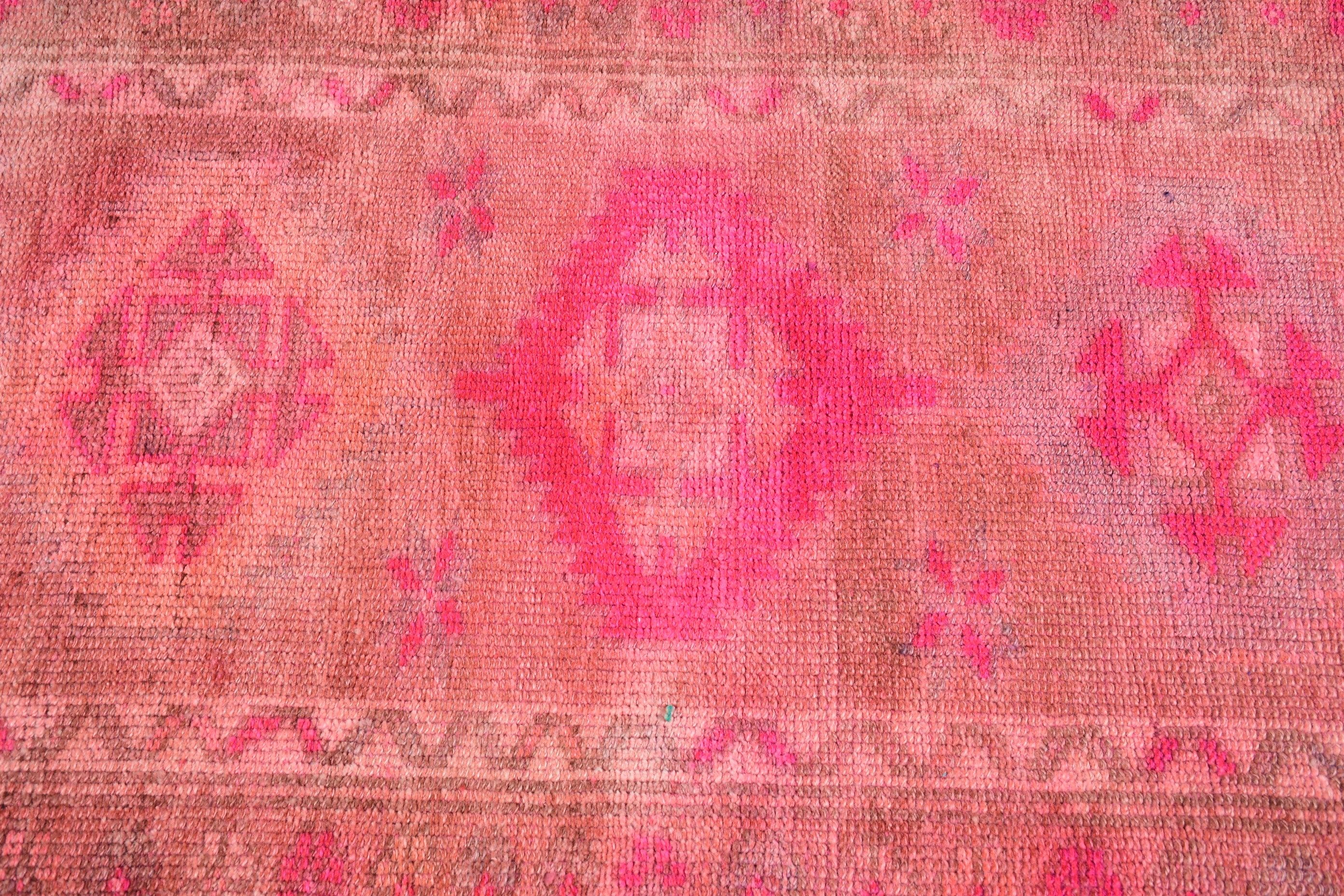 Pink Antique Rug, Corridor Rug, Cool Rug, Turkish Rug, Vintage Rug, 2.6x13.6 ft Runner Rug, Kitchen Rug, Oriental Rug, Rugs for Stair