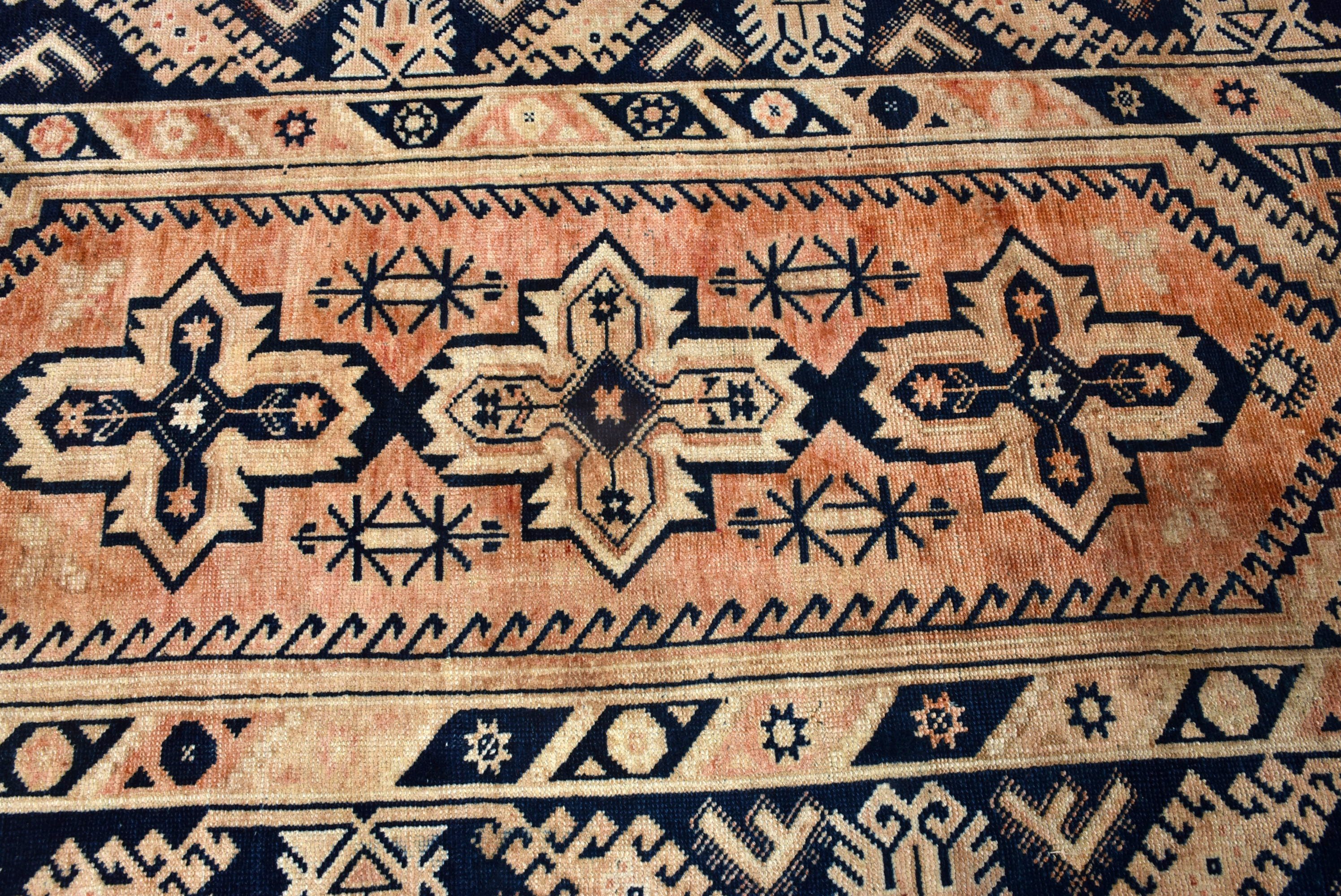 Turuncu Modern Halı, Vintage Halılar, Vintage Vurgulu Halı, Havalı Halı, Mutfak Halıları, Türk Halıları, Geometrik Halı, Boho Halıları, 3,5x6,8 ft Vurgulu Halılar