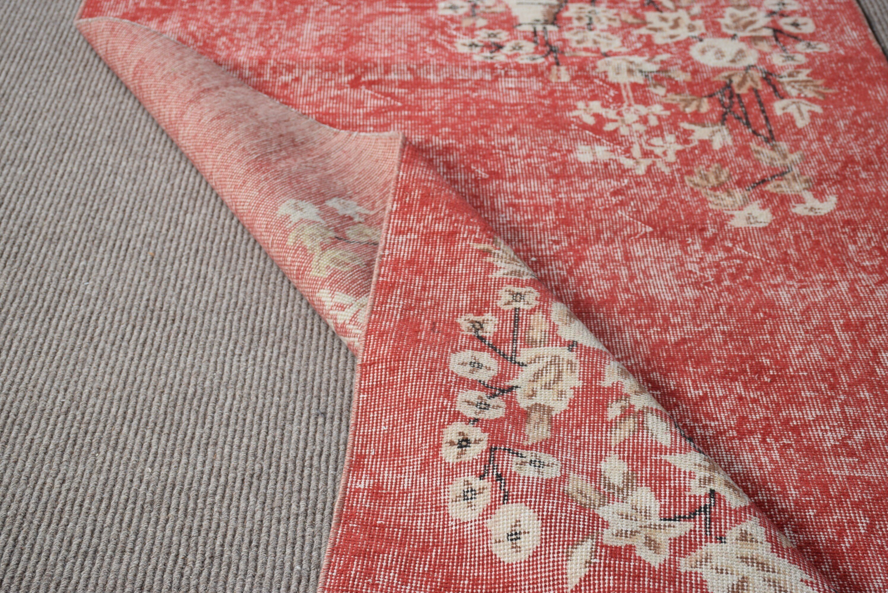 Red Home Decor Rug, Dining Room Rugs, 3.7x6.6 ft Area Rugs, Nursery Rugs, Kitchen Rugs, Art Rug, Anatolian Rug, Turkish Rugs, Vintage Rugs