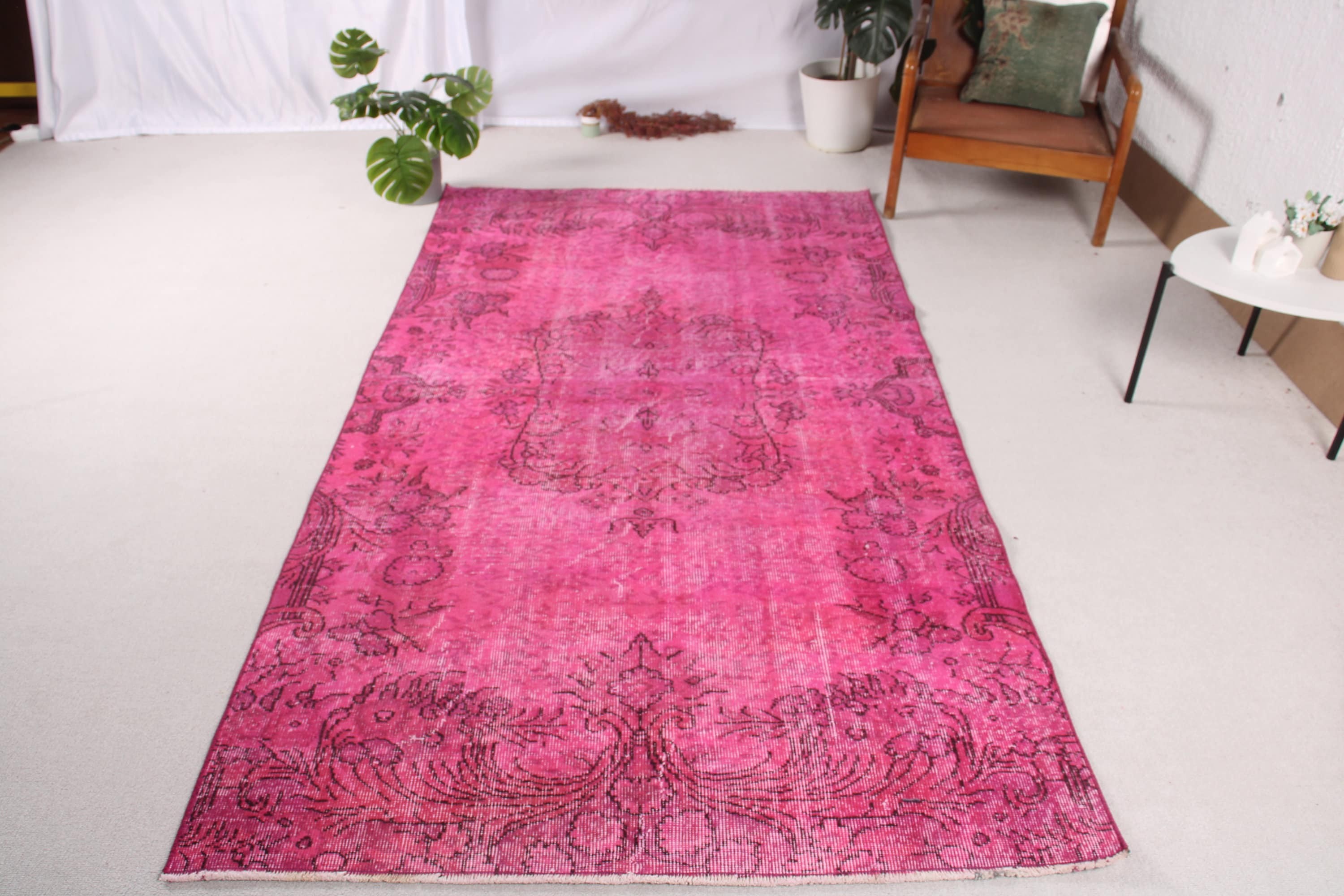 Handwoven Rug, Turkish Rugs, Kitchen Rugs, Luxury Rug, Pink  4.4x8.1 ft Area Rugs, Tribal Rug, Dining Room Rug, Vintage Rugs