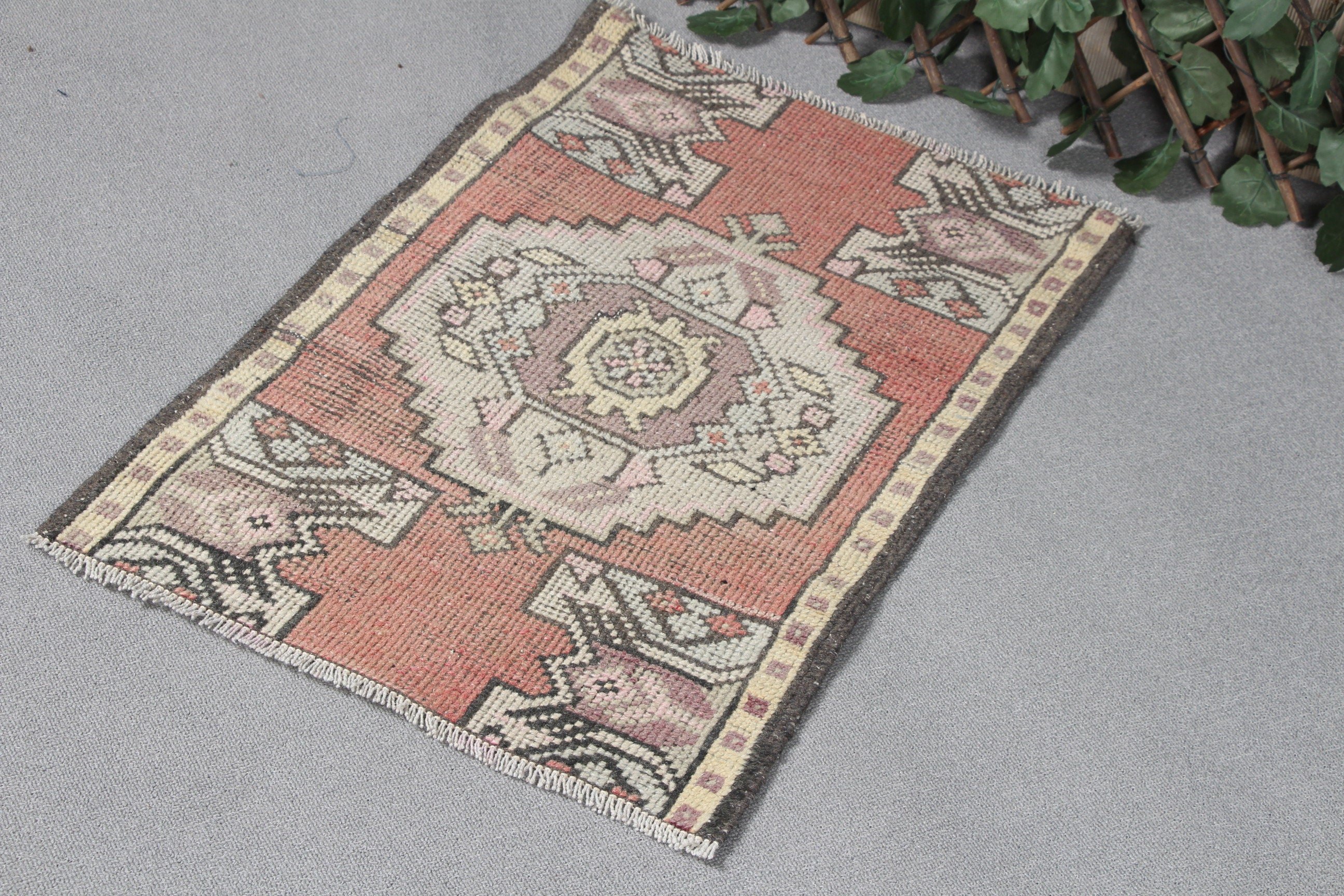 Oushak Rugs, Beige  1.6x2.4 ft Small Rug, Vintage Rugs, Entry Rugs, Flatweave Rugs, Kitchen Rugs, Turkish Rug, Anatolian Rug