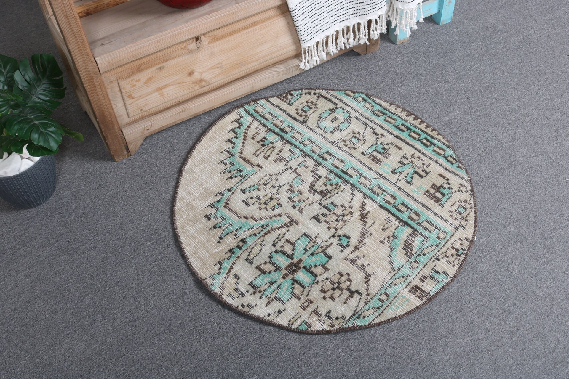 Kitchen Rugs, Nursery Rug, Vintage Rug, Bedroom Rug, Home Decor Rugs, 2.3x2.3 ft Small Rugs, Turkish Rug, Rugs for Wall Hanging, Bright Rug