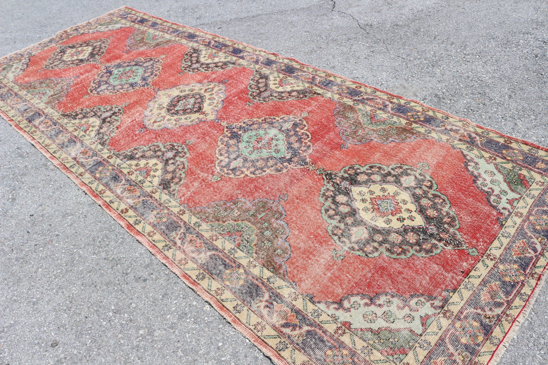 Red Floor Rug, Vintage Rugs, Cool Rugs, 4.8x12.4 ft Runner Rug, Antique Rugs, Hallway Rug, Rugs for Hallway, Stair Rug, Turkish Rug