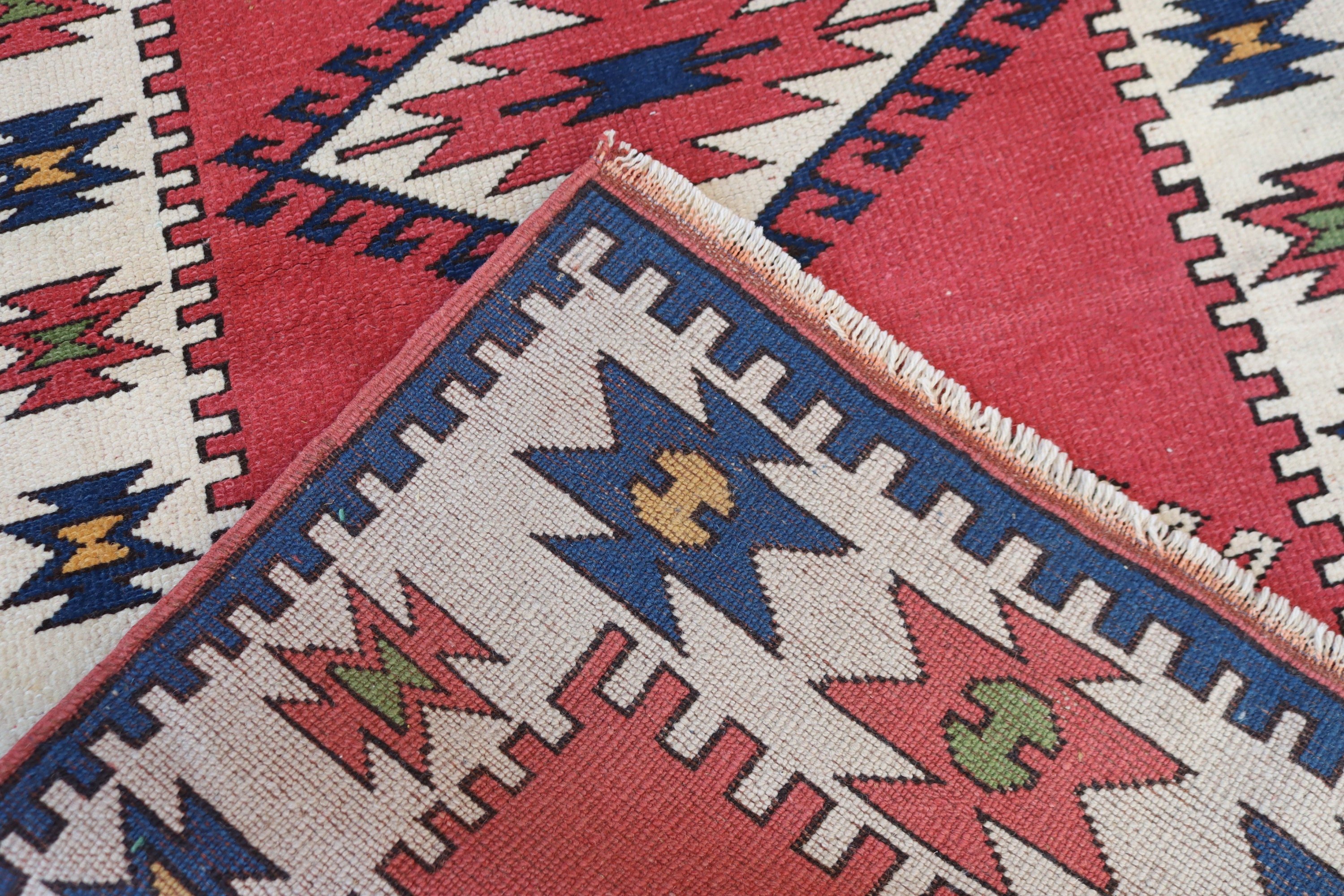 Anatolian Rugs, 2.8x4.7 ft Small Rug, Vintage Rugs, Small Boho Rugs, Wool Rug, Small Area Rugs, Turkish Rugs, Tribal Rug, Pink Floor Rug