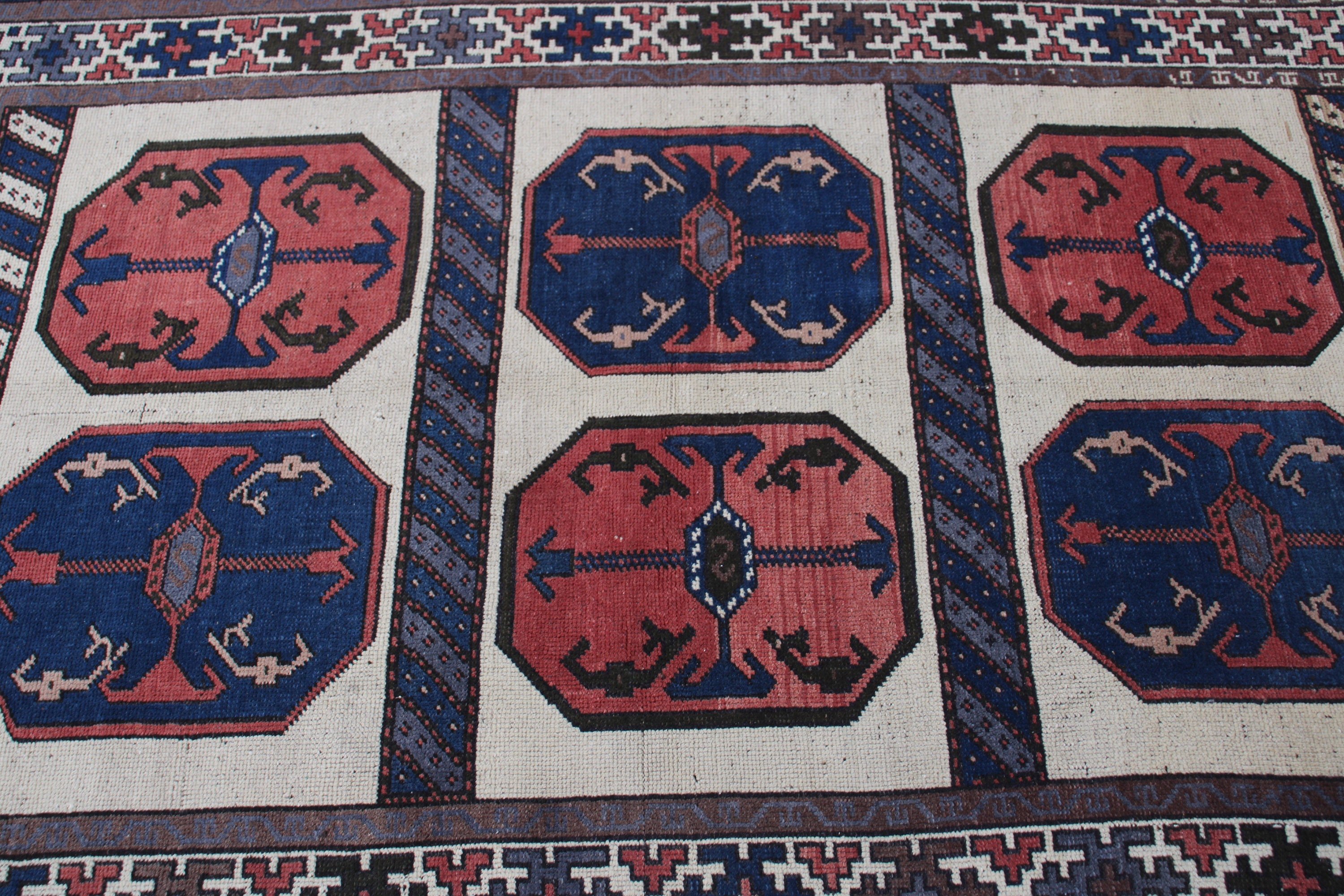 4,4x6,7 ft Alan Halıları, Modern Halılar, Türk Halıları, Boho Bölgesi Halıları, Oushak Bölge Halısı, Mavi Modern Halı, İç Mekan Halısı, Boho Halıları, Vintage Halılar