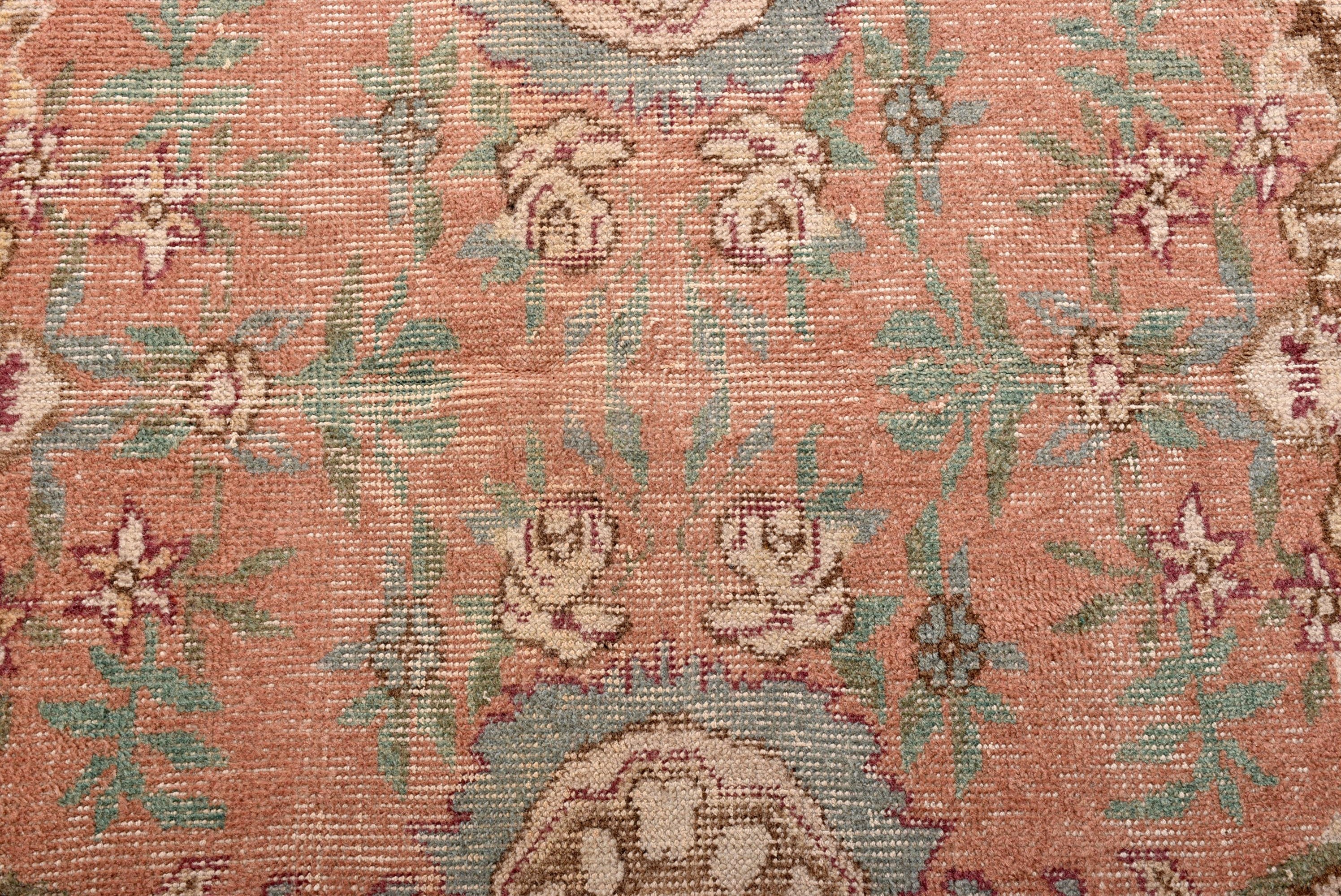 Vintage Halılar, Yemek Odası Halısı, 5.9x9.5 ft Büyük Halı, Türk Halıları, Büyük Oushak Halısı, Pembe Oushak Halıları, Geometrik Halı, Fas Halısı