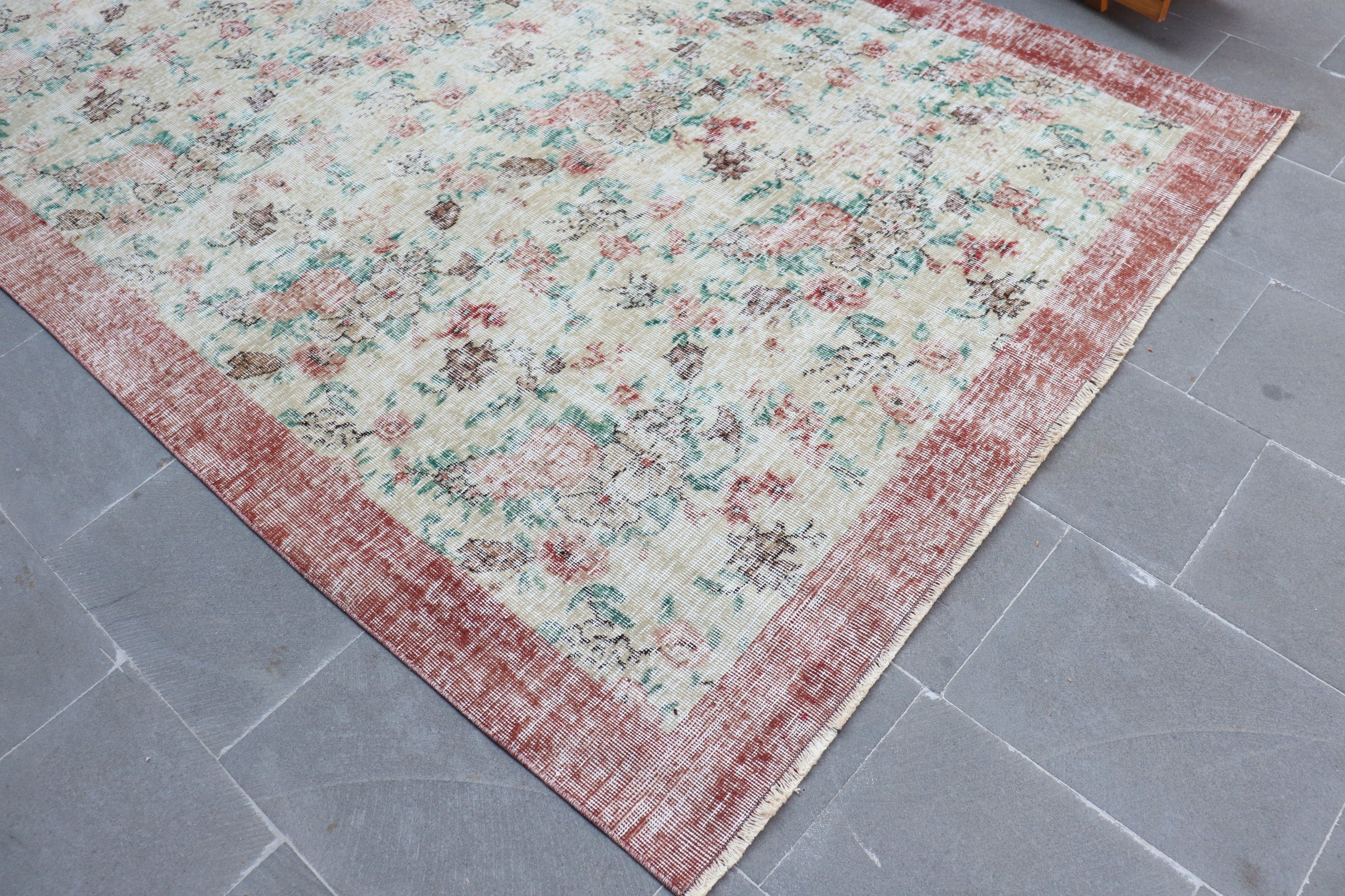 Living Room Rugs, 5.5x8.7 ft Large Rug, Wool Rugs, Turkish Rugs, Beige Kitchen Rugs, Salon Rug, Vintage Rug, Turkey Rug