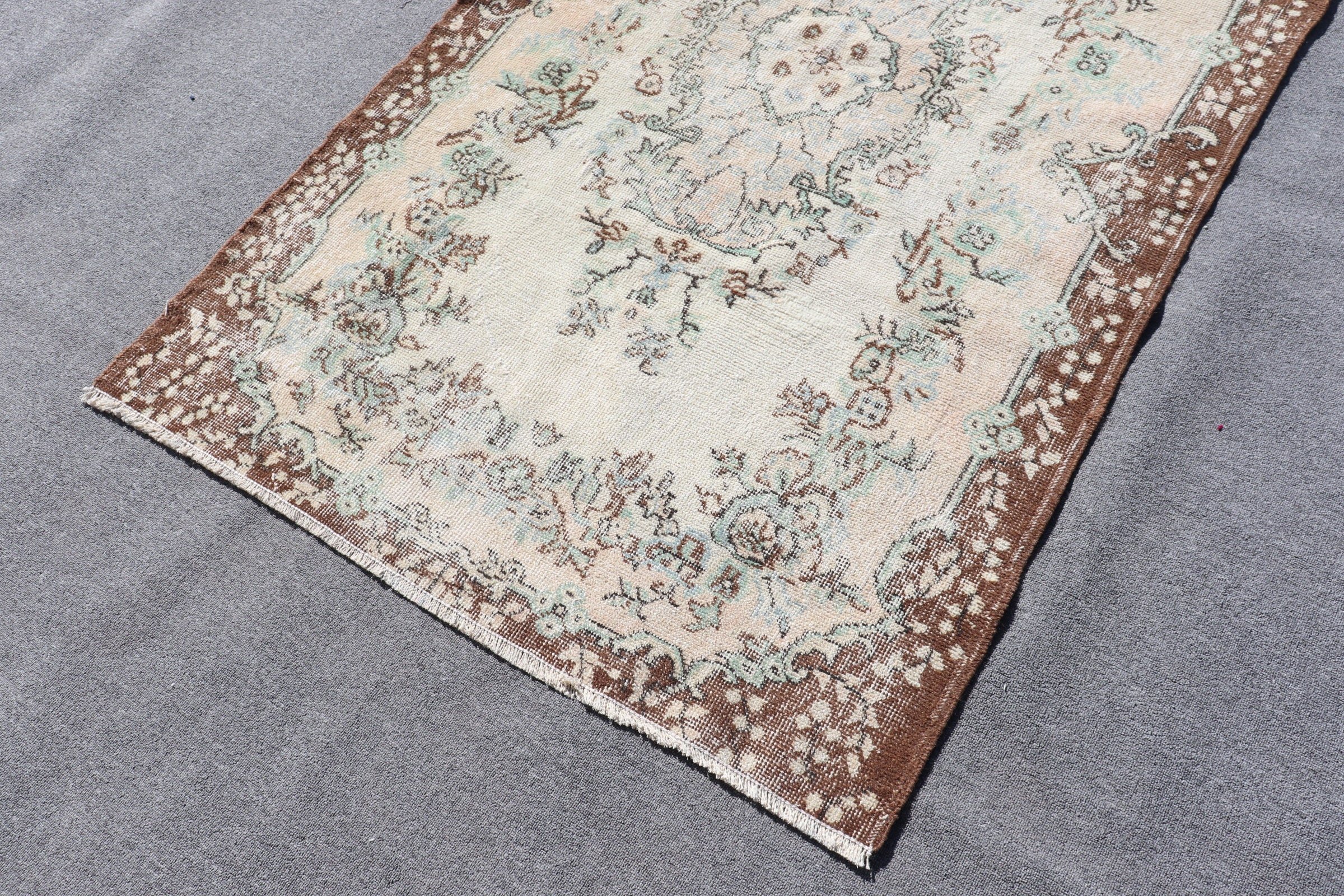 Living Room Rug, Turkish Rug, Aztec Rug, Indoor Rug, Antique Rug, Vintage Rugs, 3.7x6.6 ft Area Rugs, Beige Kitchen Rug, Kitchen Rug