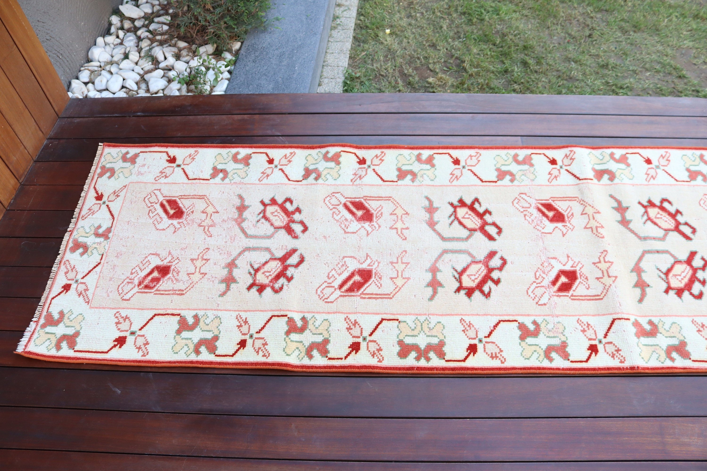 Beni Ourain Runner Halı, Oryantal Halı, Vintage Halılar, 2.3x9.5 ft Runner Halı, Koridor Halıları, Ev Dekor Halısı, Türk Halıları, Bej Yatak Odası Halıları