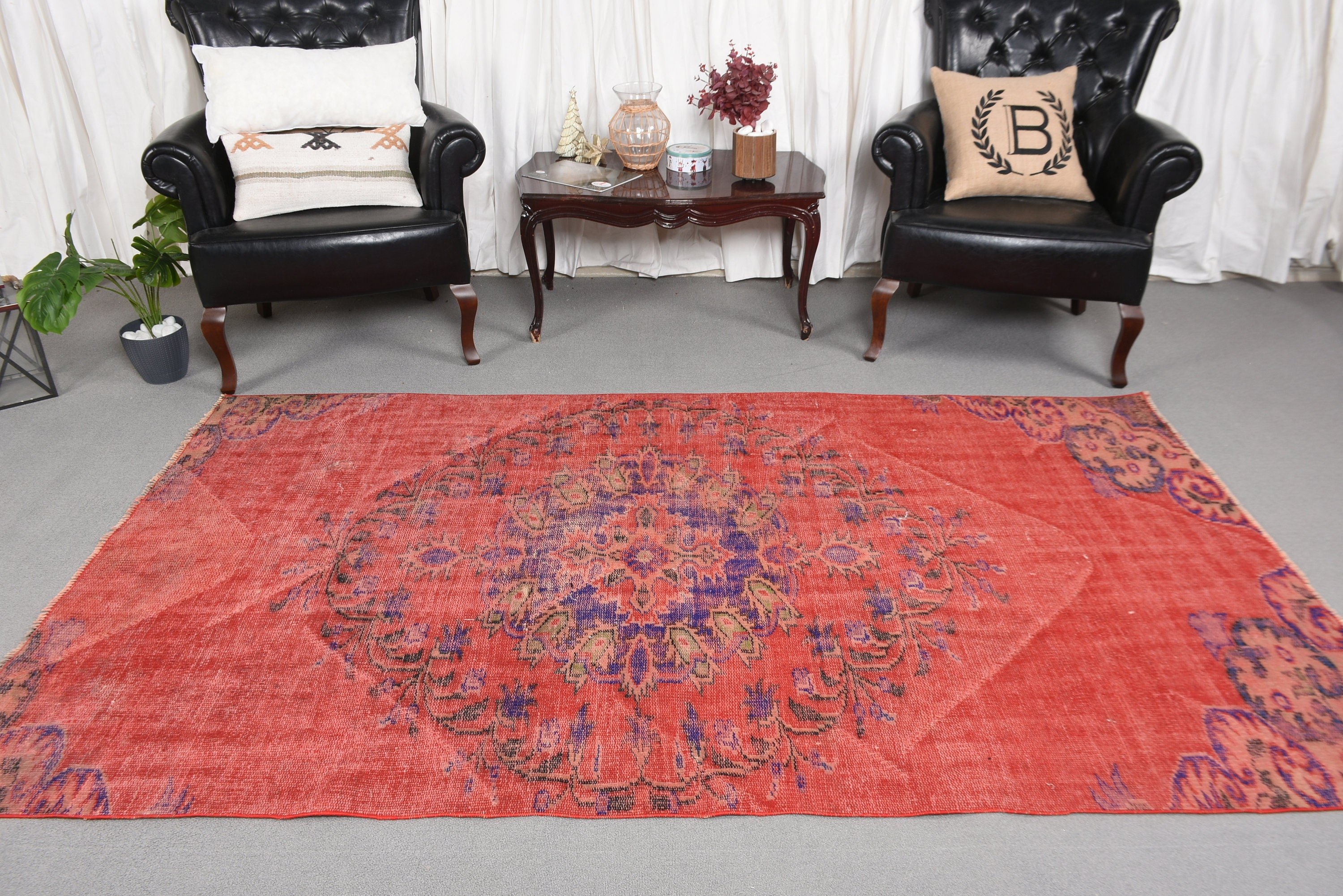 Office Rugs, Rugs for Nursery, Neutral Rugs, Oriental Rugs, Turkish Rugs, Boho Area Rug, Vintage Rugs, Red Luxury Rug, 4.7x8.3 ft Area Rug