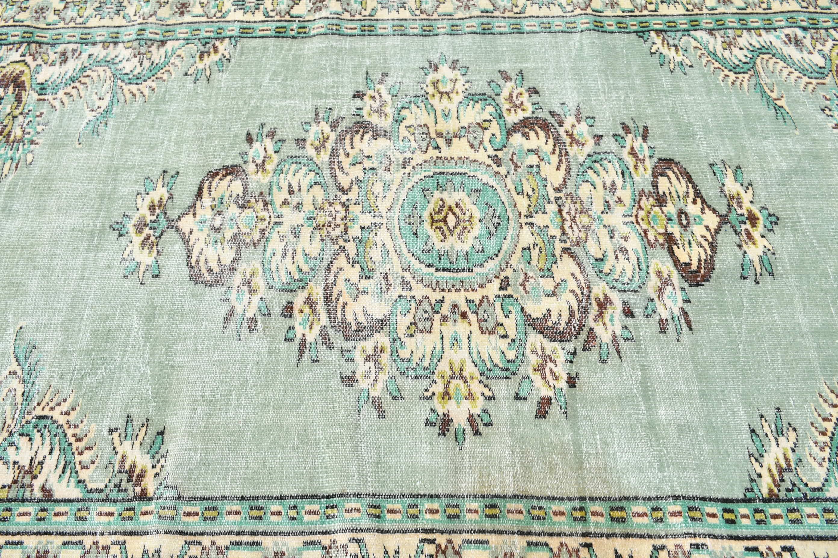 Oryantal Halı, Salon Halısı, Yatak Odası Halıları, Vintage Halı, Türk Halısı, Havalı Halı, Yatak Odası Halıları, 5.7x9 ft Büyük Halı, Tribal Halı, Yeşil Yün Halı