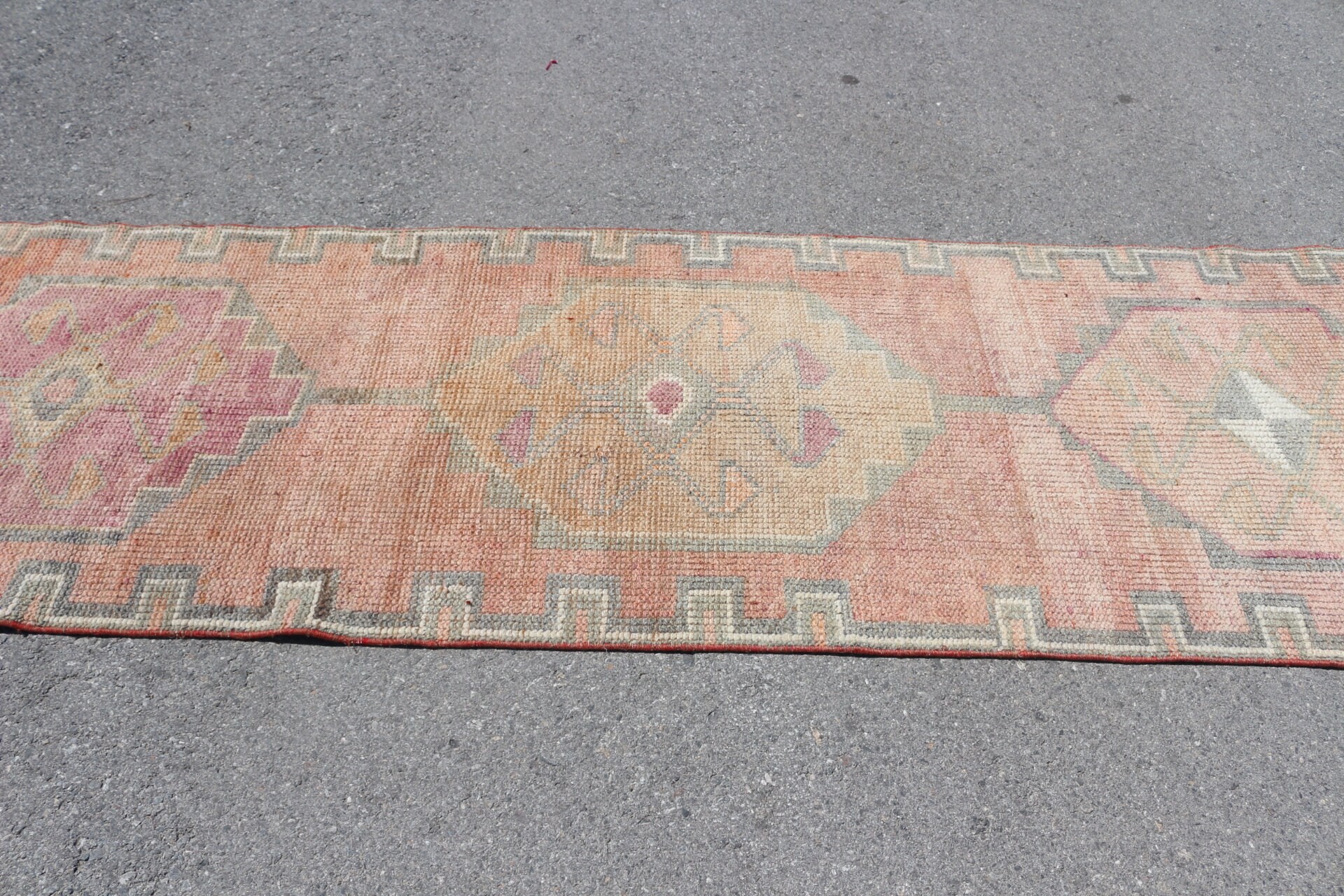 Estetik Halı, Türk Halısı, 2.8x10.4 ft Yolluk Halısı, Koridor Halıları, Fas Halıları, Vintage Halı, Bej Oushak Halısı, Oushak Halısı, Koridor Halıları