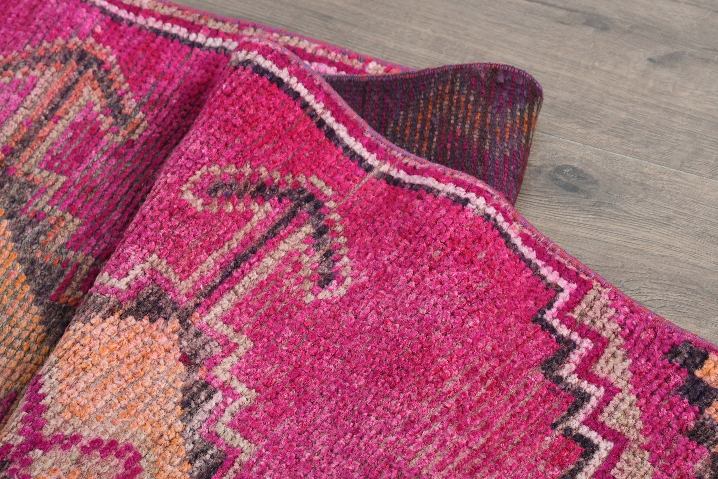 Pink Kitchen Rugs, Bedroom Rugs, Turkish Rug, 2.9x11 ft Runner Rugs, Vintage Rugs, Stair Rug, Office Rug, Kitchen Rugs, Rugs for Corridor