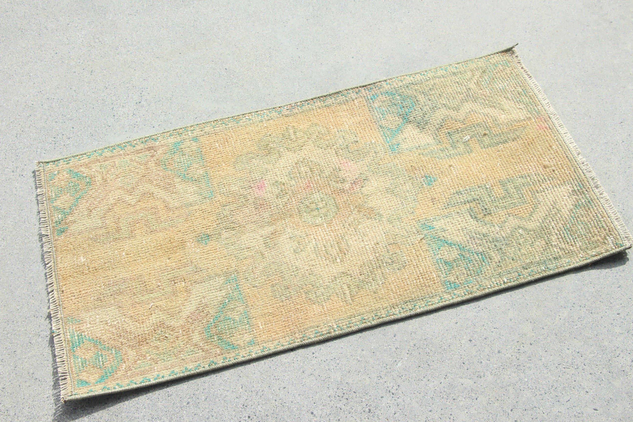 Vintage Halı, Kahverengi Açıklama Halıları, 1.5x2.8 ft Küçük Halılar, Türk Halıları, Araba Paspas Halıları, Geometrik Halı, Yer Halıları, Küçük Boho Halıları