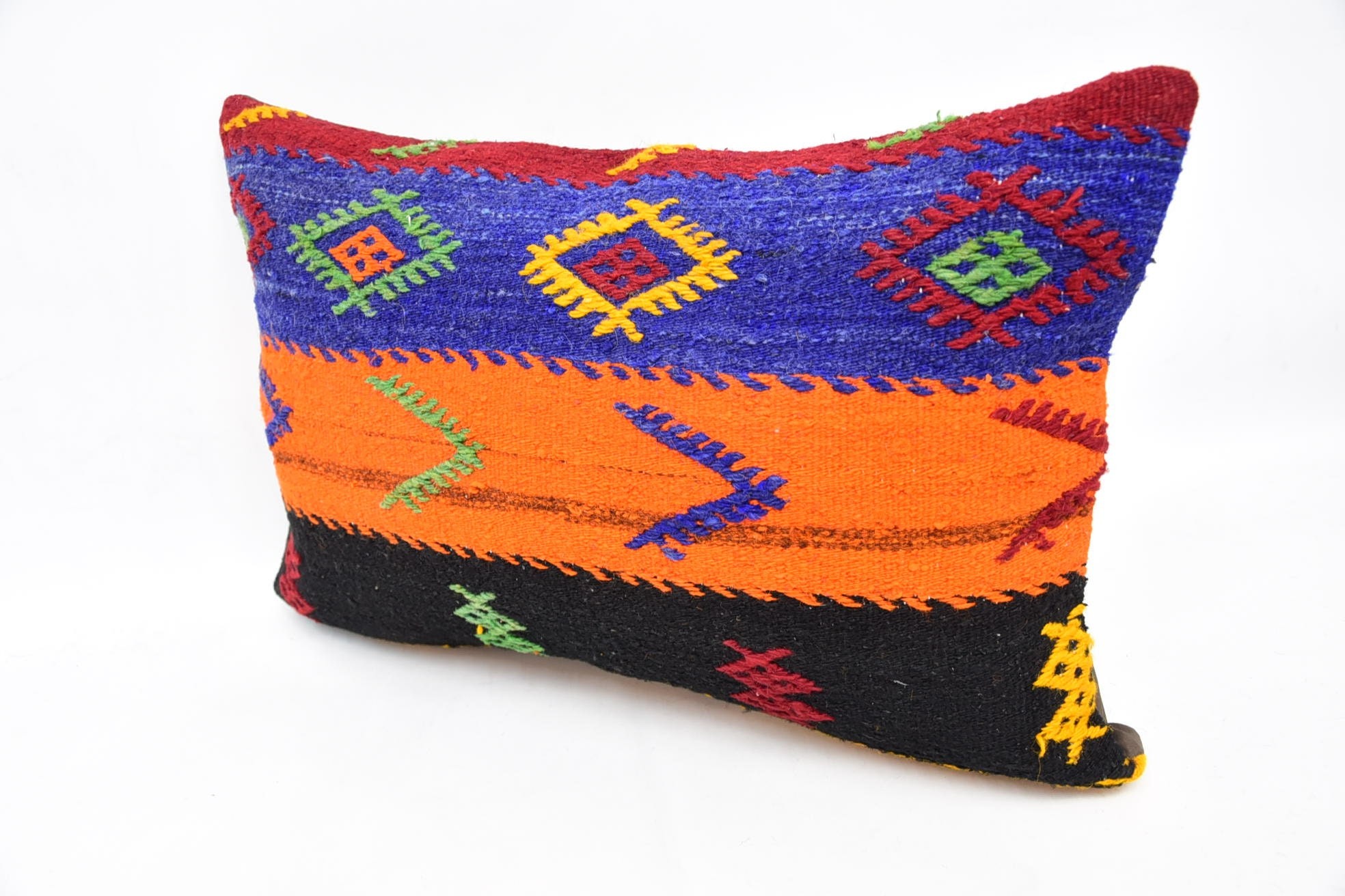 Morroccon Kilim Cushion Pillow Cover, Home Decor Pillow, Vintage Pillow, 16"x24" Blue Pillow Sham, Antique Pillows, Cozy Throw Pillow
