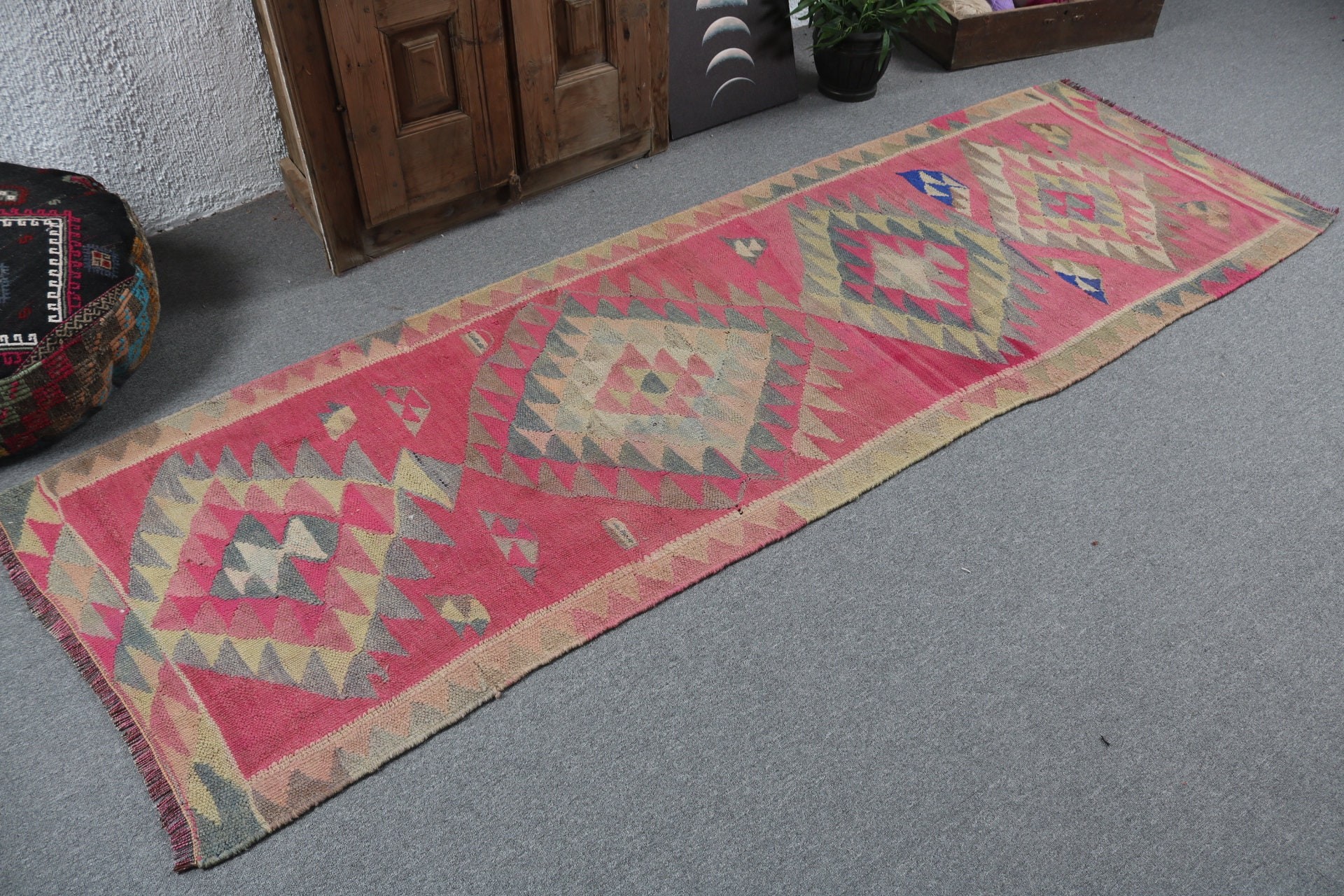 Vintage Runner Rugs, Pink Kitchen Rug, Bedroom Rug, 2.9x8.8 ft Runner Rugs, Vintage Rug, Cool Rugs, Turkish Rugs, Beni Ourain Runner Rugs