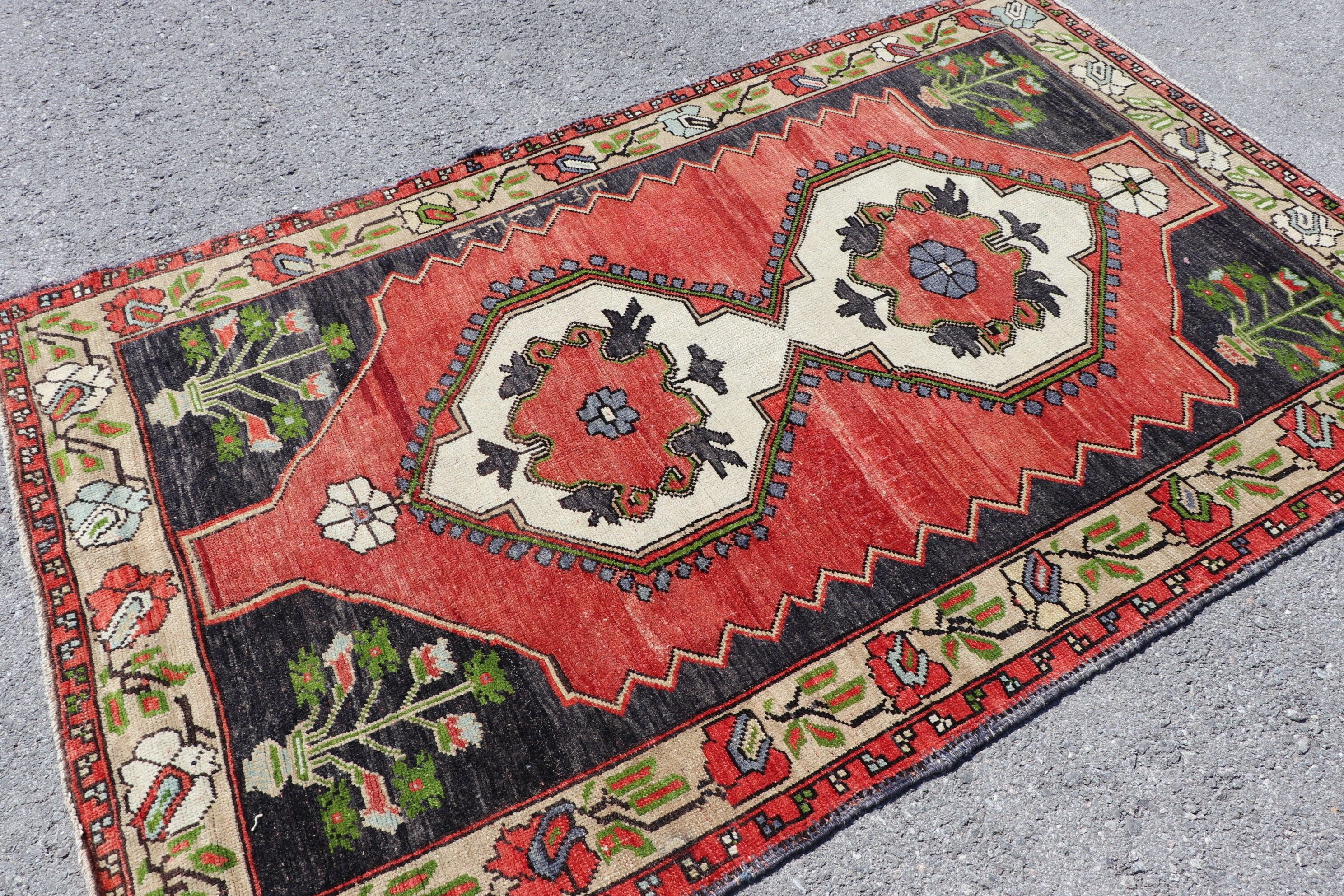 Dining Room Rug, 4.5x7.2 ft Area Rugs, Turkish Rugs, Kitchen Rug, Nomadic Rugs, Moroccan Rug, Vintage Rug, Bedroom Rug, Red Antique Rug