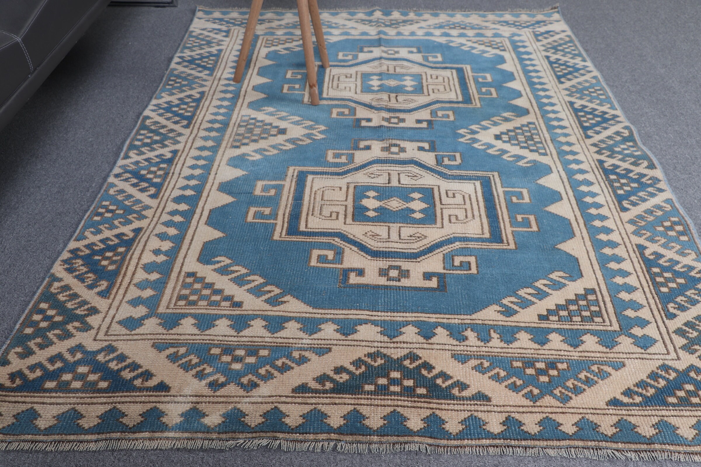 Blue Cool Rug, Kitchen Rug, Bedroom Rug, Turkish Rugs, Home Decor Rugs, Rugs for Indoor, 4.2x6.5 ft Area Rugs, Aesthetic Rugs, Vintage Rugs
