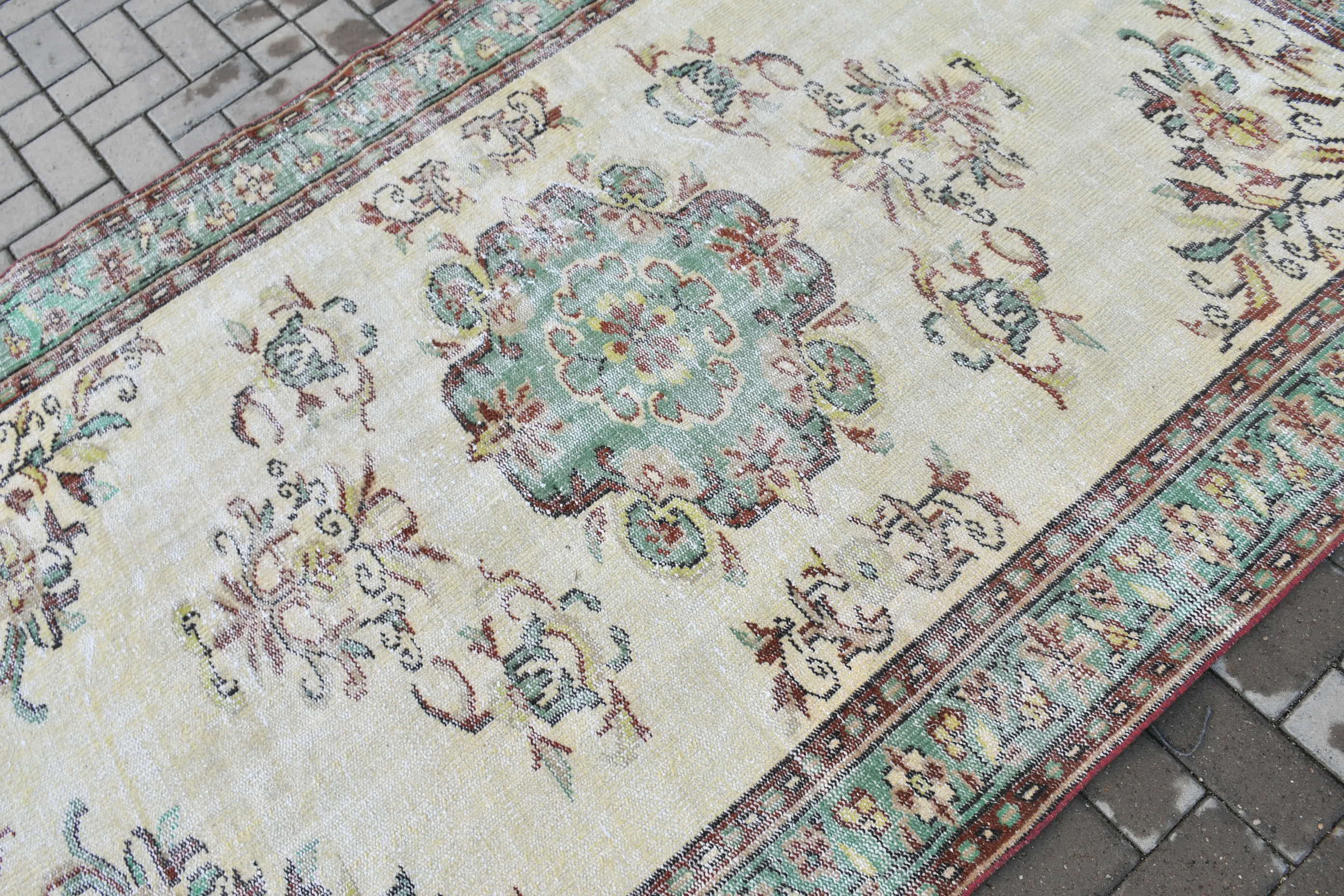 Home Decor Rug, Turkish Rug, Wool Rug, 5.1x8.3 ft Large Rugs, Living Room Rug, Vintage Rugs, Bedroom Rug, Rugs for Salon, Beige Wool Rug