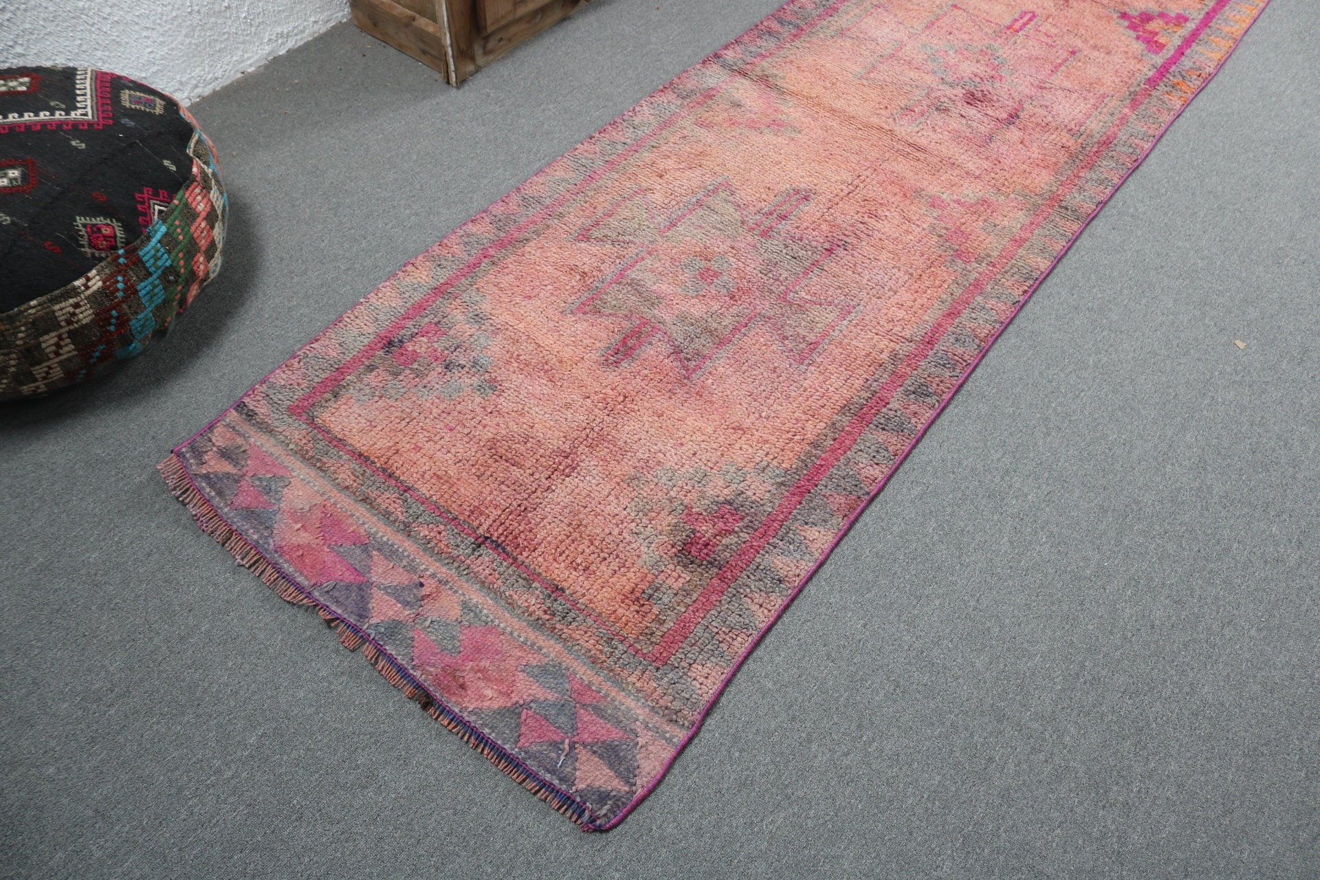 Turuncu Modern Halı, 2,9x10,8 ft Yolluk Halısı, Uzun Koşucu Halıları, Modern Halı, Türk Halısı, Vintage Halılar, Oryantal Halı, Koridor Halısı