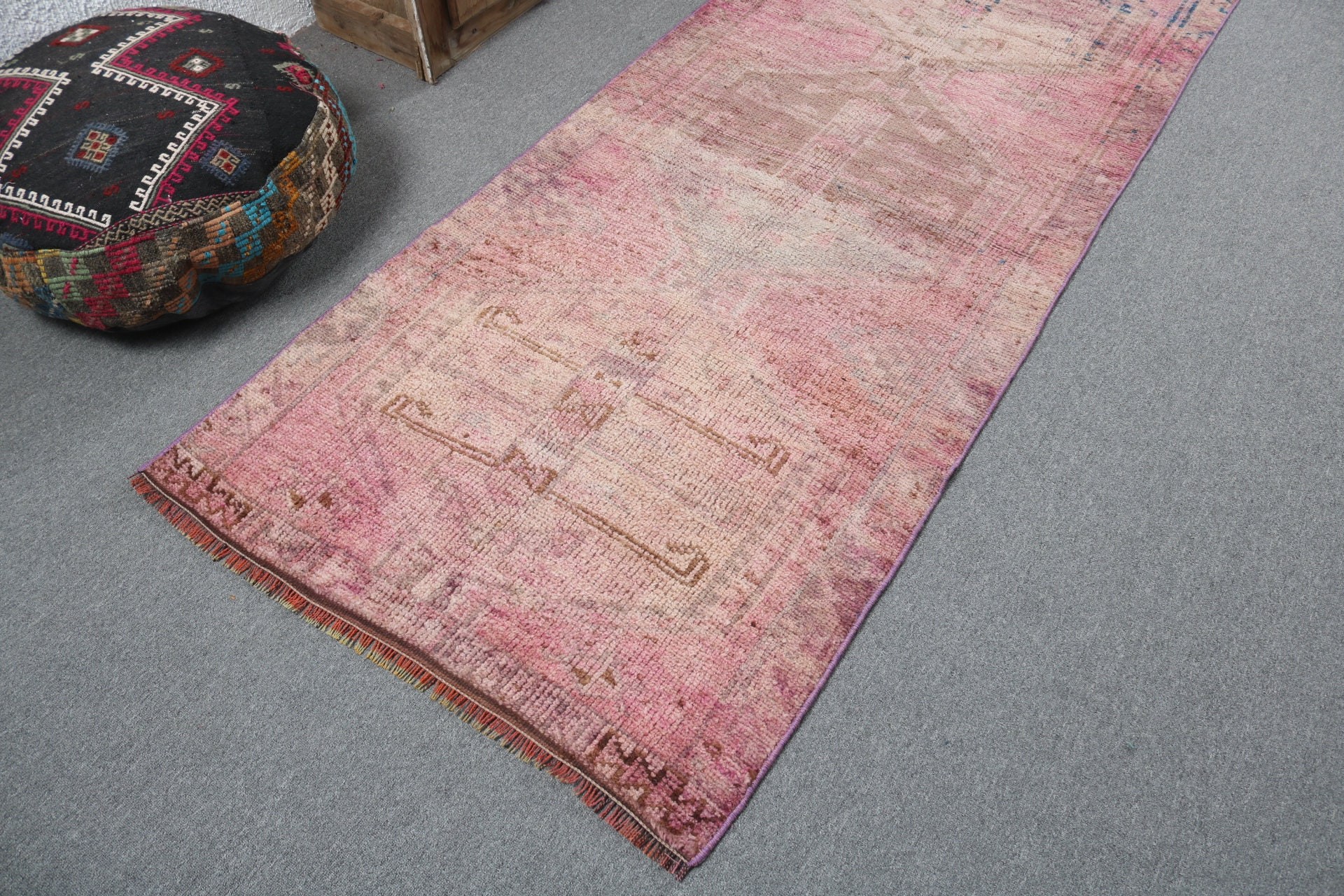 Hallway Rug, Oushak Rugs, Vintage Runner Rug, Vintage Rugs, Turkish Rug, Modern Rug, Tribal Rugs, 3.3x10.7 ft Runner Rugs, Pink Cool Rug