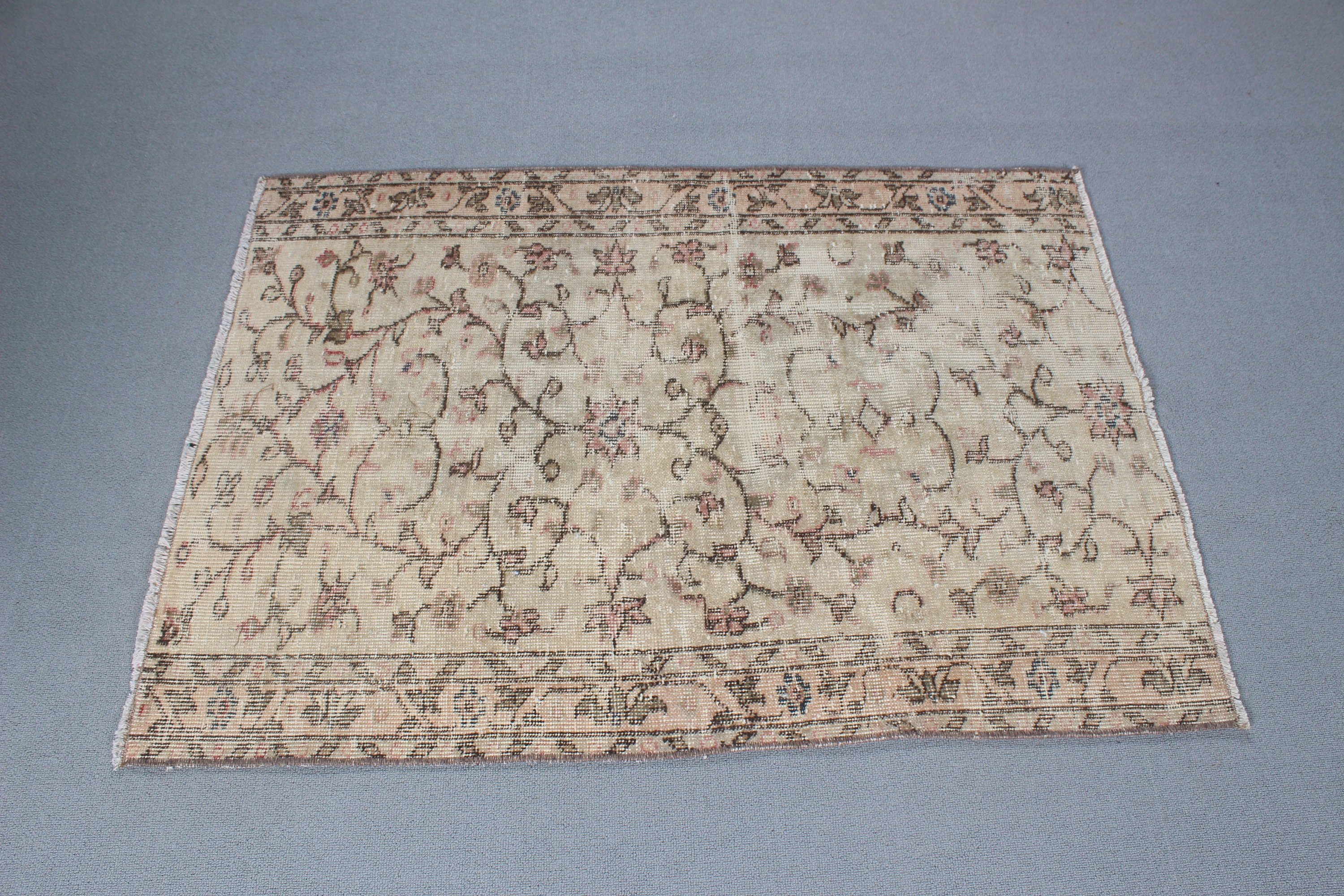 Cool Rug, Vintage Rug, Nursery Rugs, Beige Antique Rug, Anatolian Rug, Bohemian Rugs, Small Area Rugs, Turkish Rug, 2.7x3.9 ft Small Rug