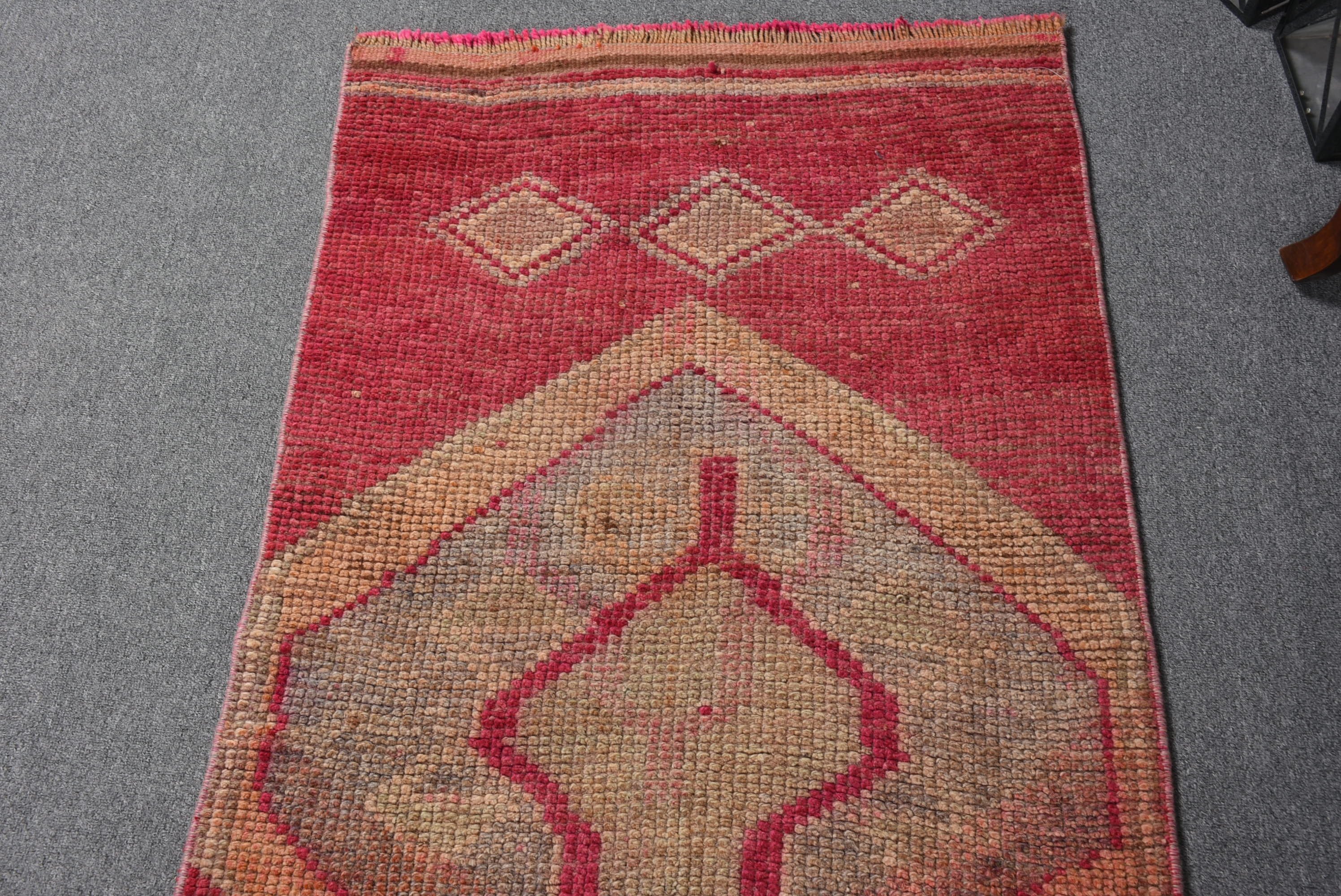 Anatolian Rug, Red  2.5x9.4 ft Runner Rug, Cute Rug, Bedroom Rug, Hallway Rug, Corridor Rug, Vintage Rugs, Turkish Rug