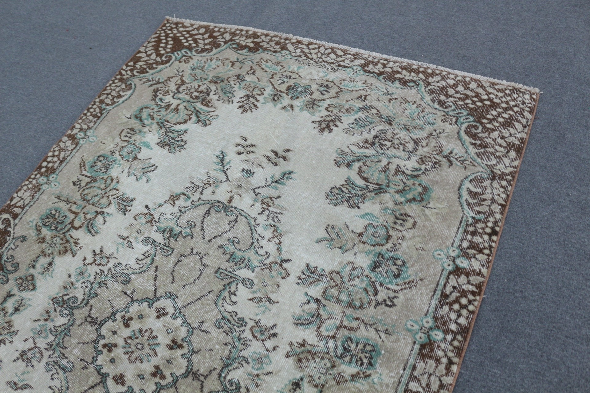 Salon Halısı, Yatak Odası Halıları, 5x8,2 ft Büyük Halı, Vintage Halı, Oushak Halısı, Yemek Odası Halıları, Bej Mutfak Halısı, Türk Halısı, Havalı Halı