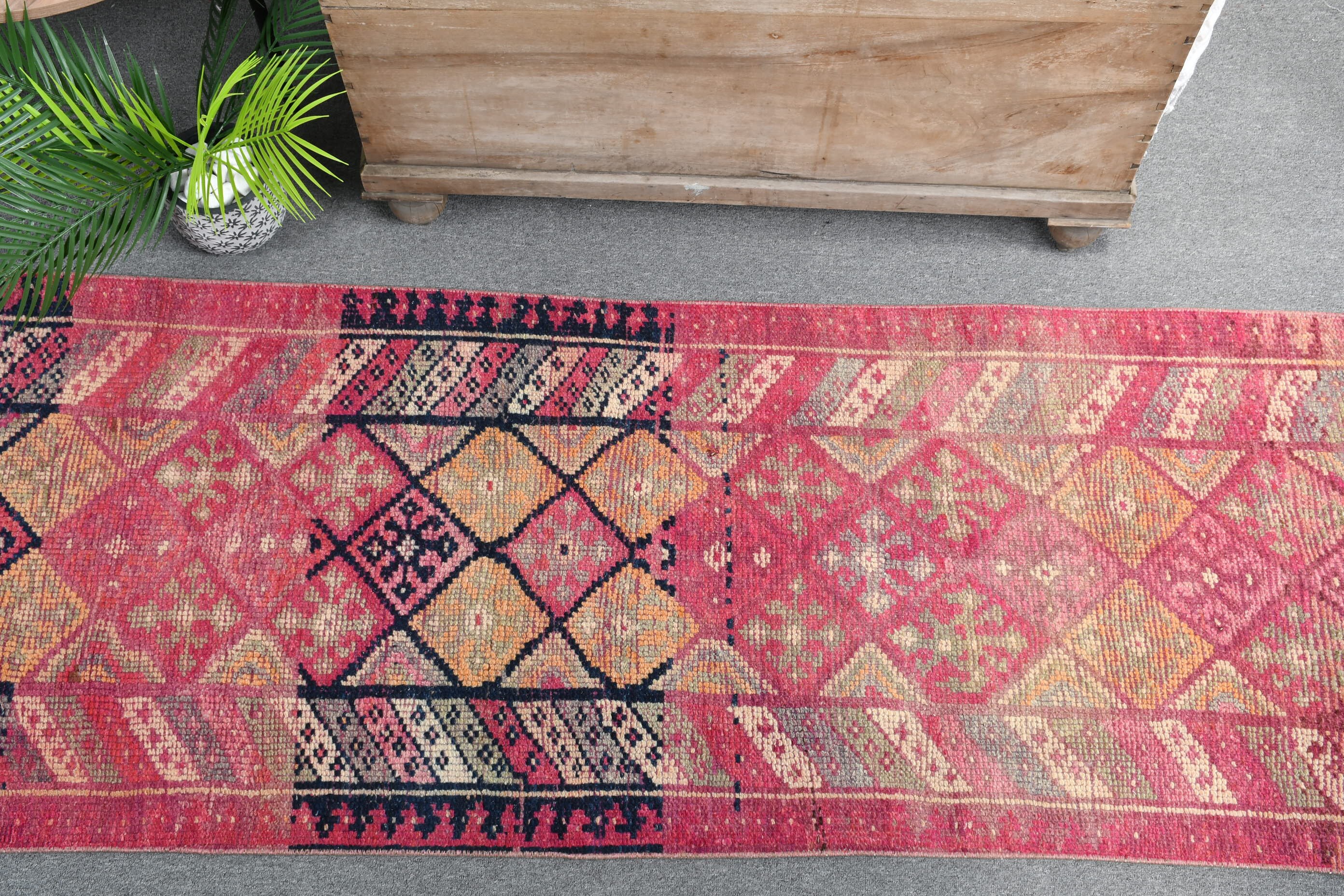 Pink Moroccan Rugs, Vintage Rug, 2.5x12.5 ft Runner Rug, Stair Rug, Cool Rug, Corridor Rug, Turkish Rug, Rugs for Stair