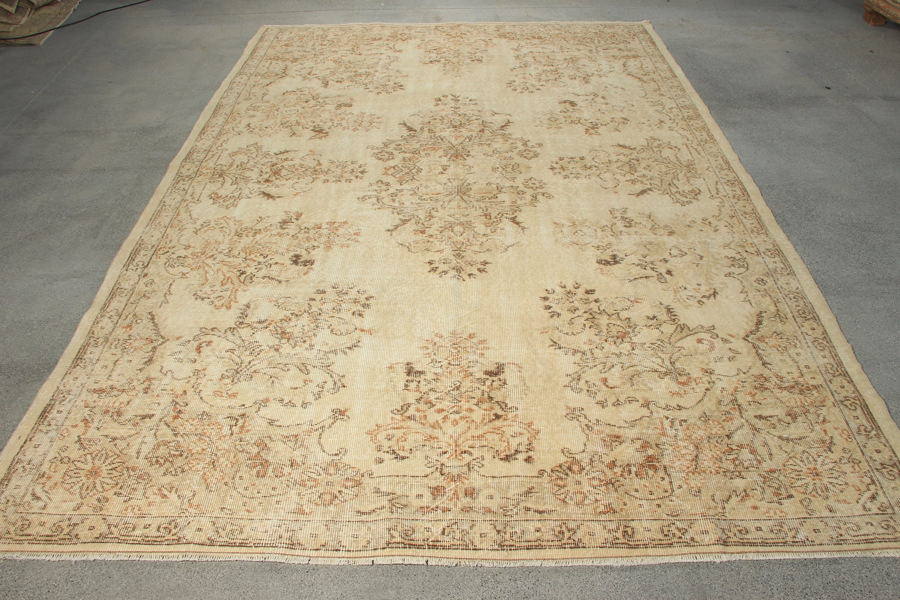 Anadolu Halısı, Bej Ev Dekorasyonu Halıları, Yatak Odası Halısı, Türk Halısı, 6.9x10.2 ft Büyük Boy Halılar, Vintage Halılar, Oturma Odası Halısı, Salon Halıları