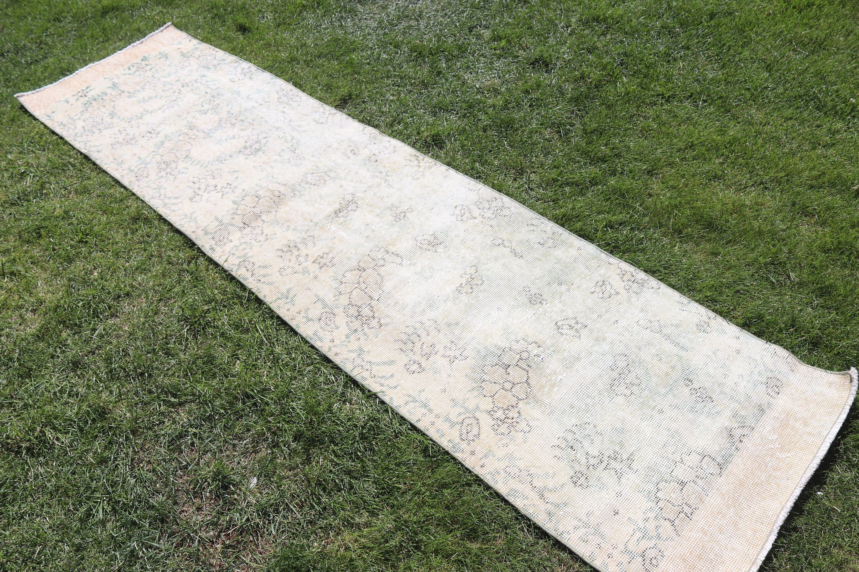 Vintage Halı, El Dokuma Halı, Türk Halısı, Mutfak Halıları, Ev Dekorasyonu Halıları, 2.1x8.5 ft Runner Halısı, Bej Boho Halıları, Beni Ourain Runner Halısı