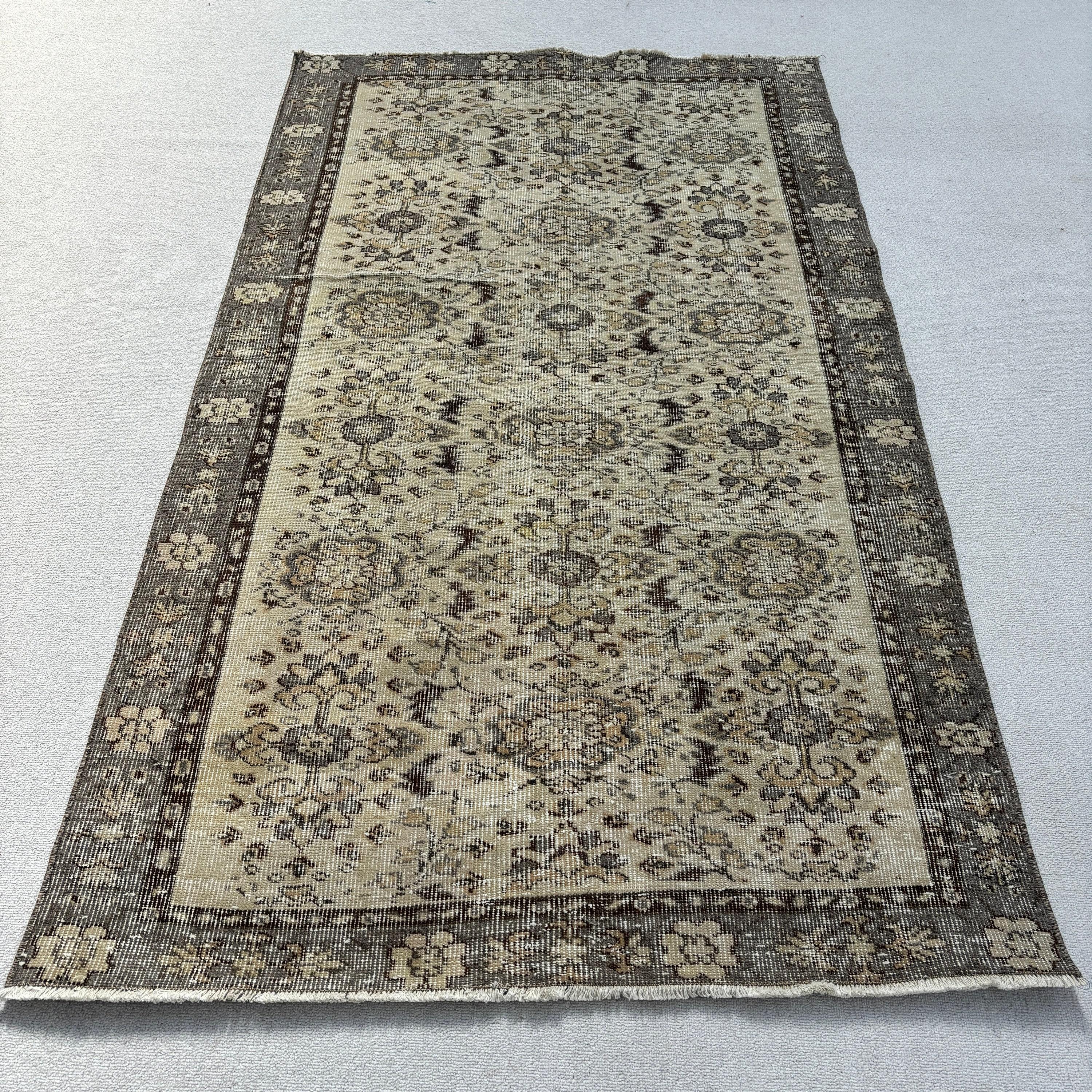 3,8x6,7 ft Alan Kilimi, Bej El Dokuma Halılar, Oturma Odası Halıları, Vintage Halılar, Anadolu Halısı, Modern Halı, Boho Bölge Halıları, Türk Halısı