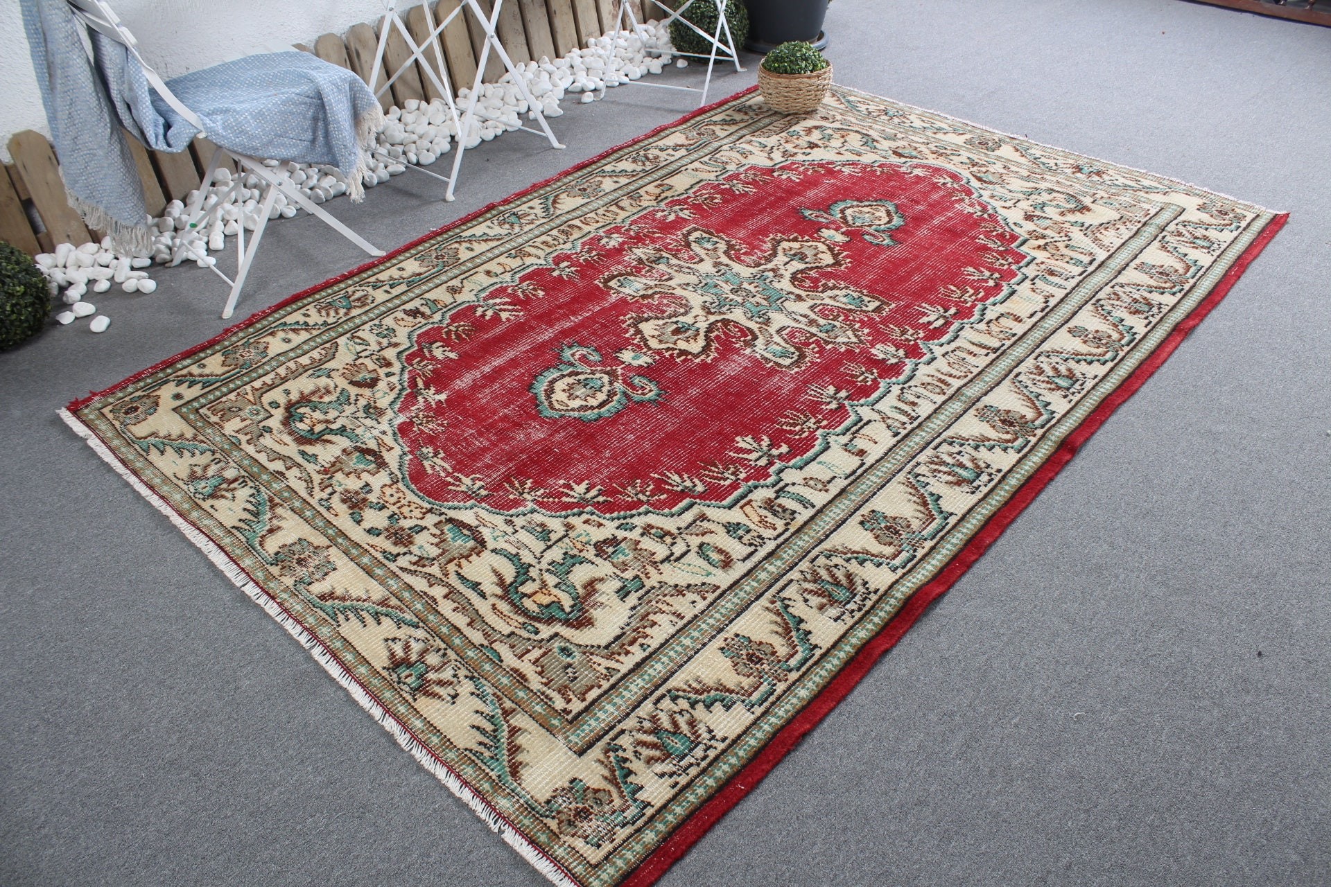 5.4x8.4 ft Large Rug, Hand Knotted Rug, Salon Rugs, Turkish Rug, Dining Room Rugs, Antique Rug, Vintage Rug, Bedroom Rug, Red Cool Rugs