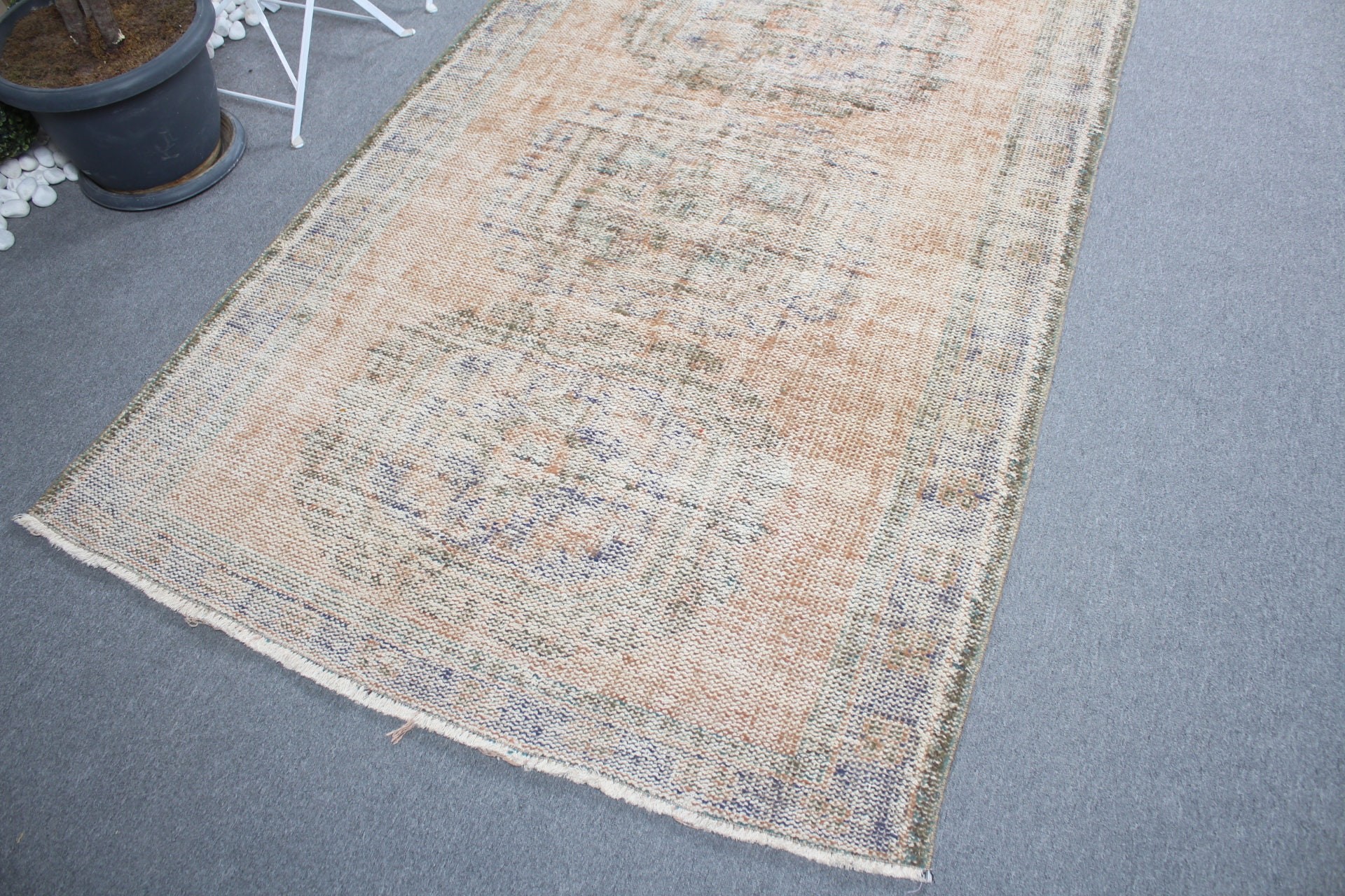 Vintage Rug, Salon Rug, Rugs for Dining Room, Orange Wool Rug, Floor Rug, Antique Rug, Turkish Rug, Living Room Rug, 4.5x11.2 ft Large Rug