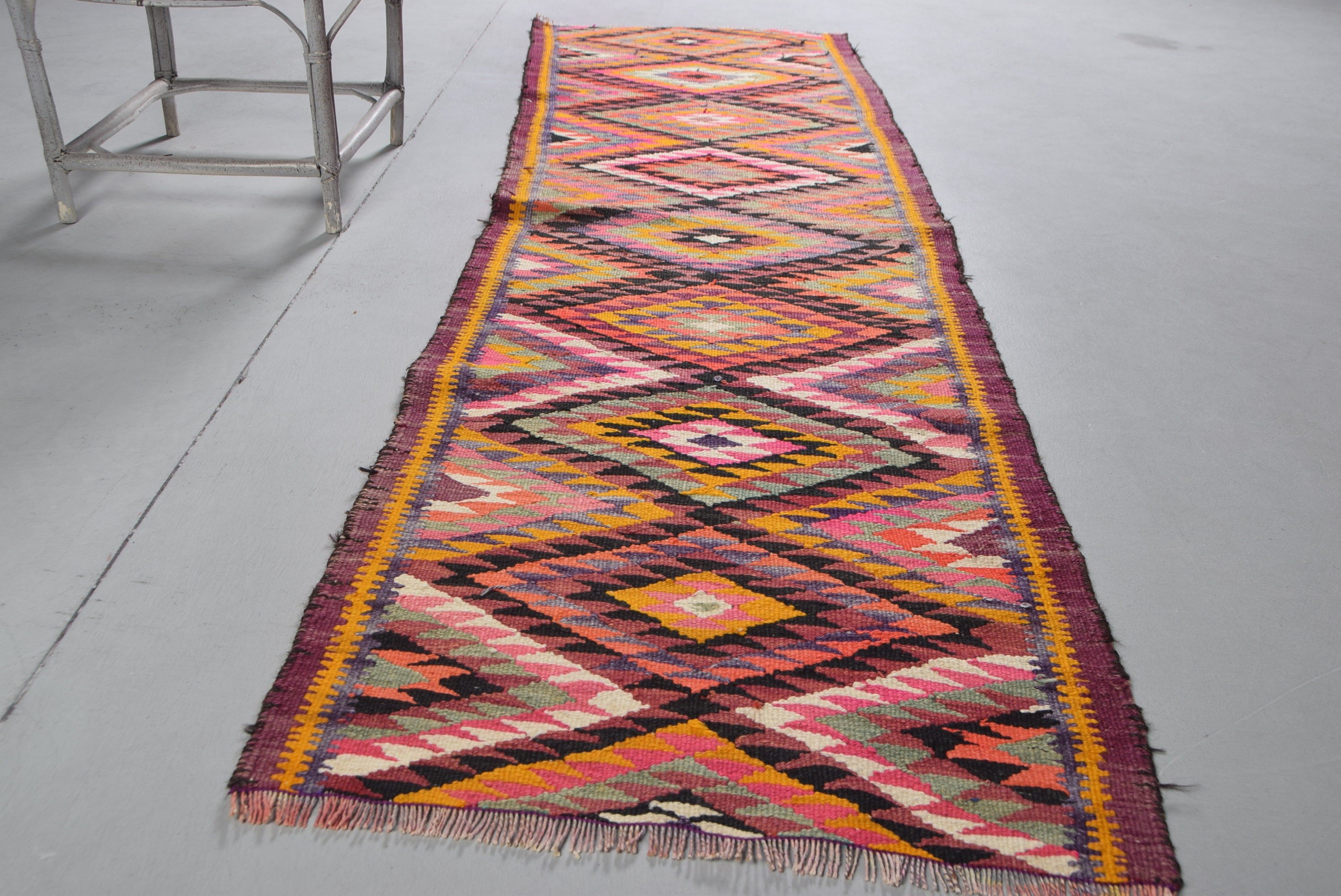 Rainbow Moroccan Rugs, Turkish Rug, Kitchen Rug, Corridor Rug, Vintage Rug, 2.8x9.3 ft Runner Rugs, Bedroom Rug, Aztec Rug