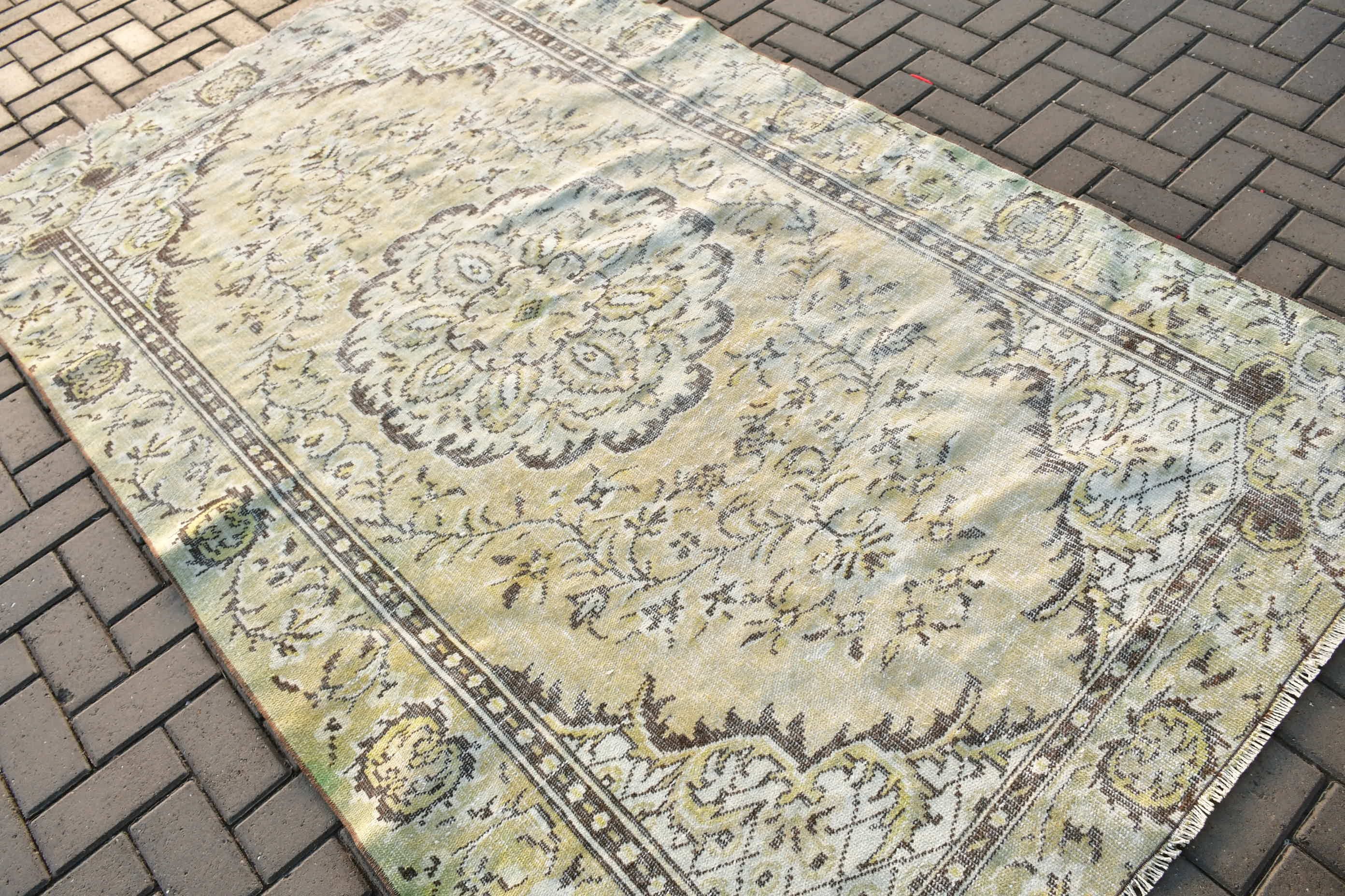 5.2x8.3 ft Large Rugs, Vintage Rug, Moroccan Rug, Floor Rugs, Bedroom Rug, Beige Wool Rug, Turkish Rugs, Rugs for Salon, Old Rug, Salon Rug