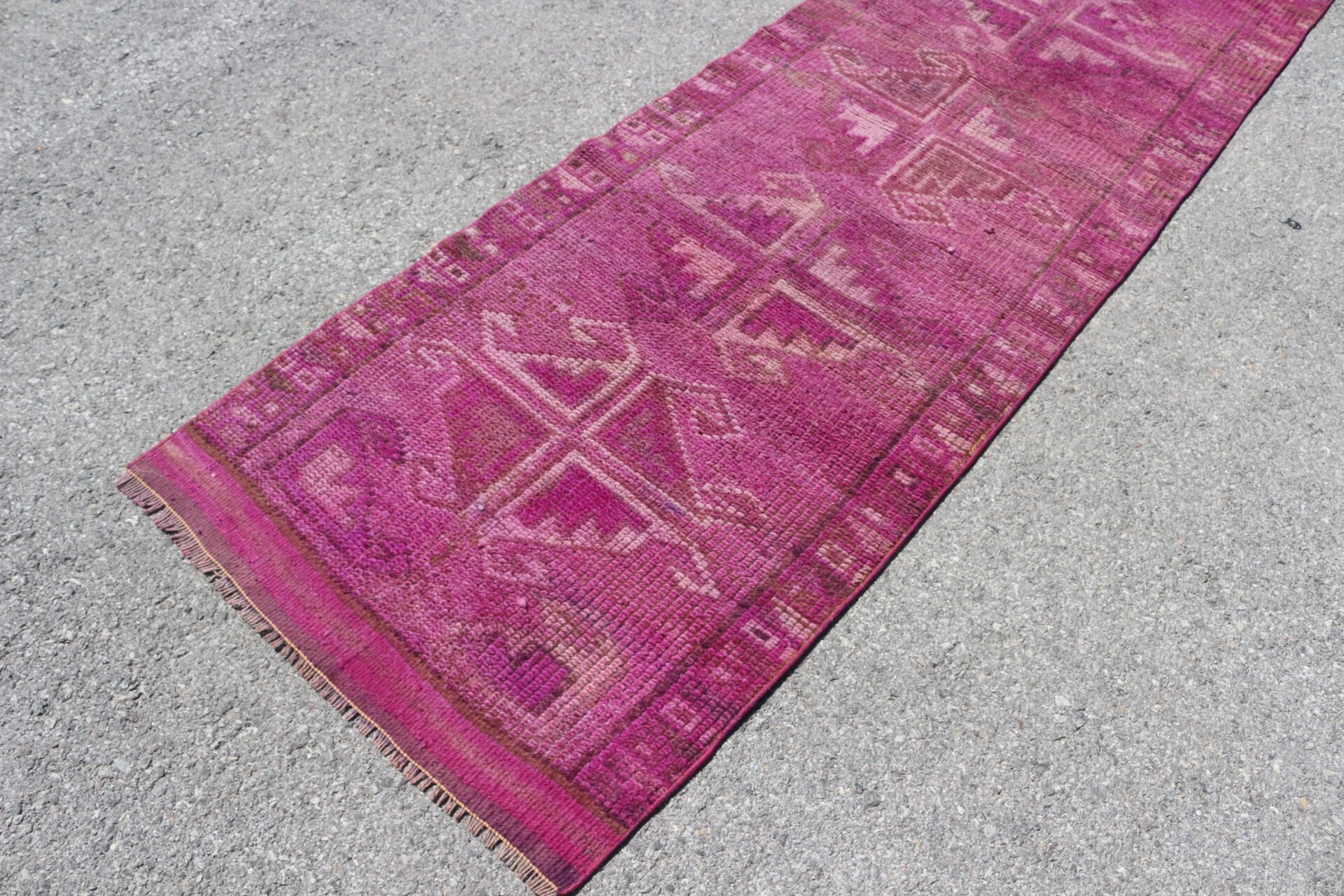 Vintage Halı, Anadolu Halısı, Koridor Halısı, Fas Halısı, 2.9x10.9 ft Runner Halısı, Türk Halısı, Pembe Oryantal Halısı, Koridor Halısı, Düz Dokuma Halıları