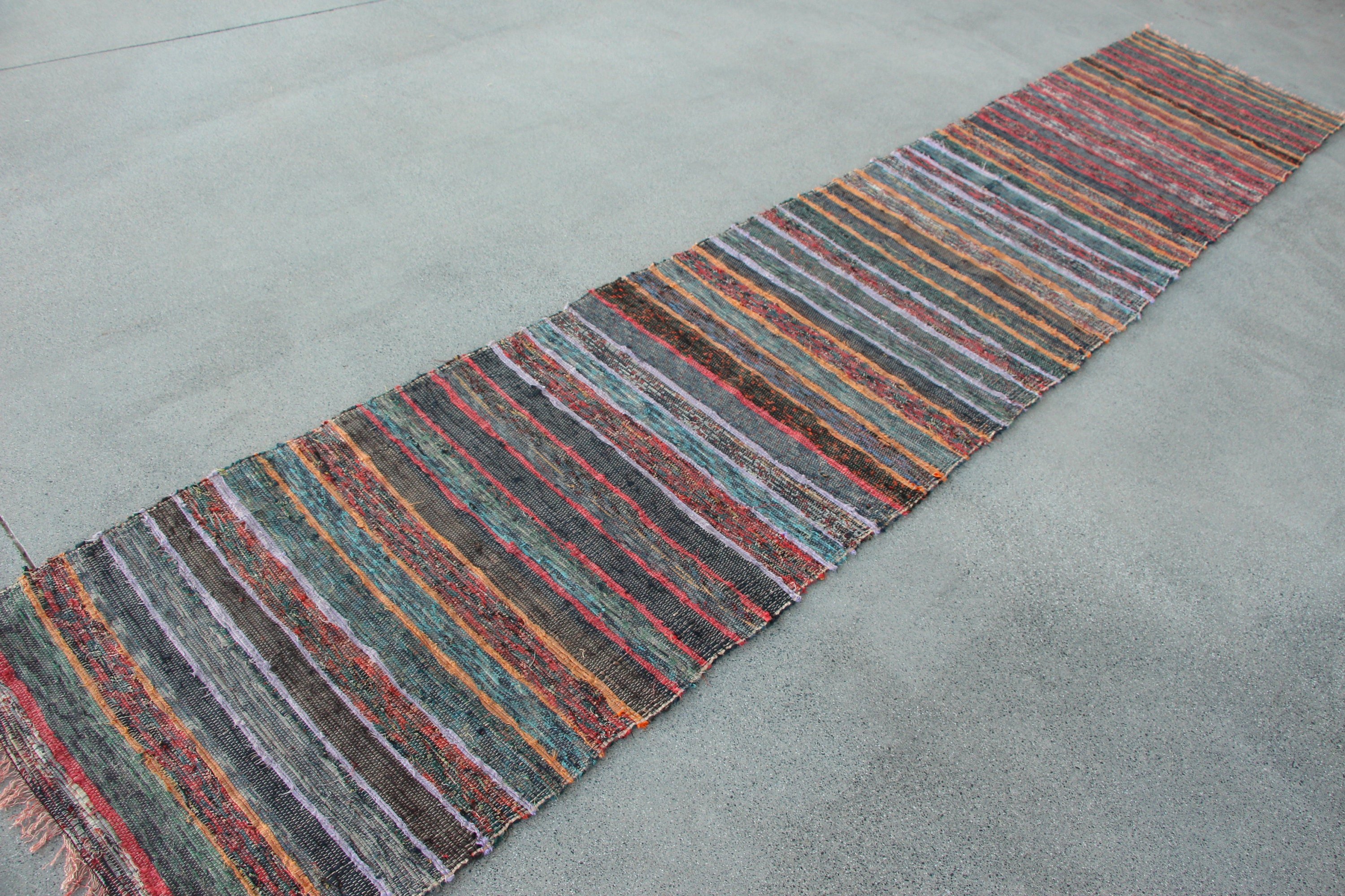 Turkish Rug, Boho Rug, Stair Rug, Rugs for Stair, Cool Rugs, 2.4x12.6 ft Runner Rugs, Rainbow Floor Rug, Vintage Rug, Kilim